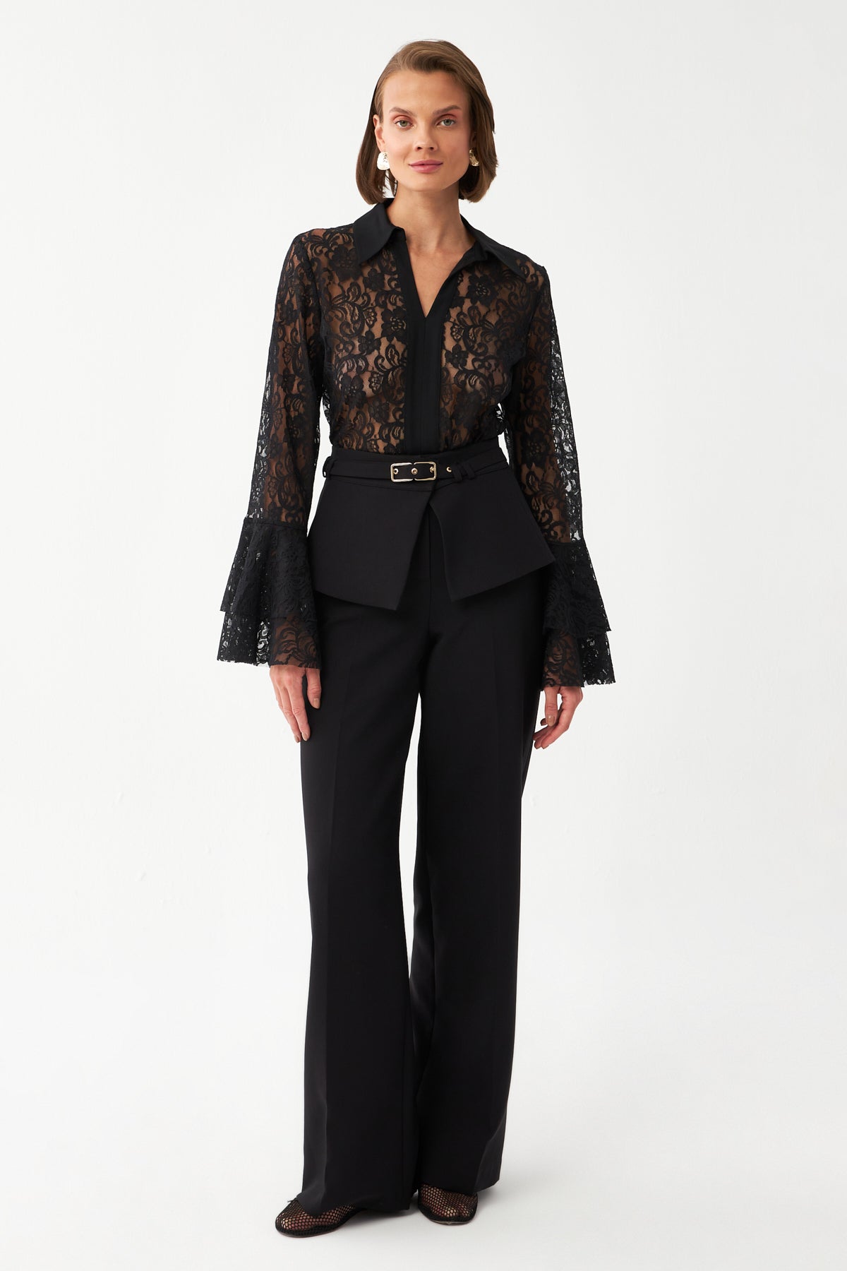 Kuşak Detaylı Palazzo Pantolon