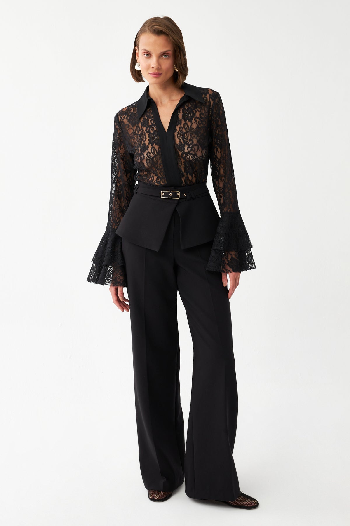 Kuşak Detaylı Palazzo Pantolon