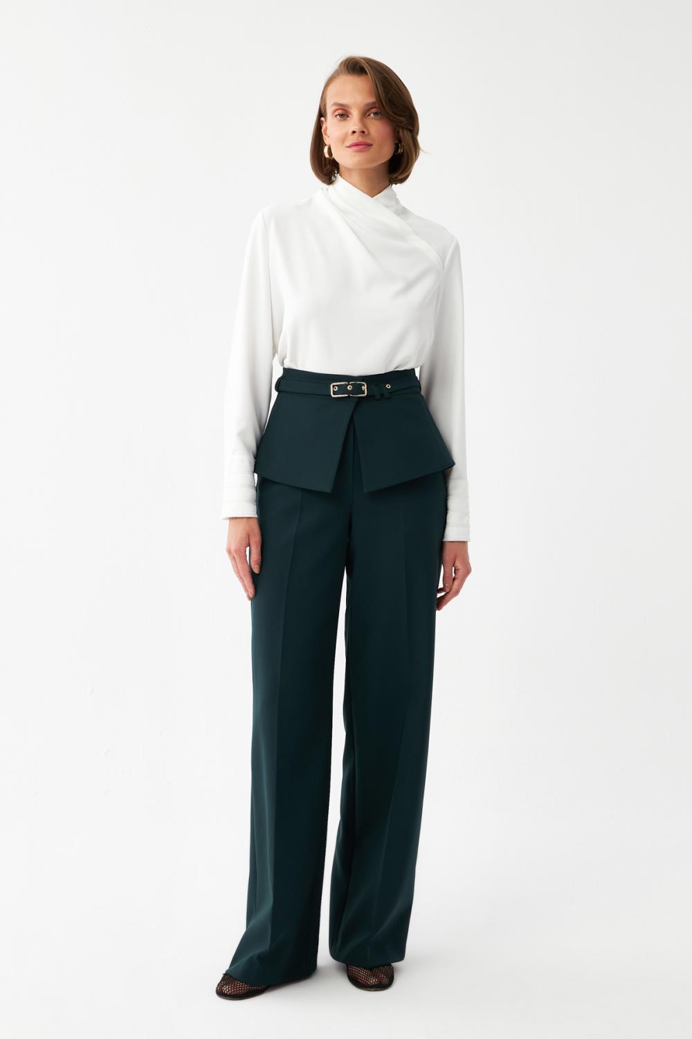 Kuşak Detaylı Palazzo Pantolon