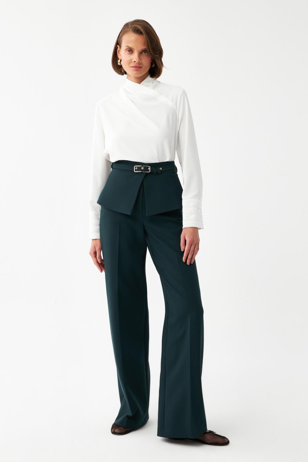 Kuşak Detaylı Palazzo Pantolon