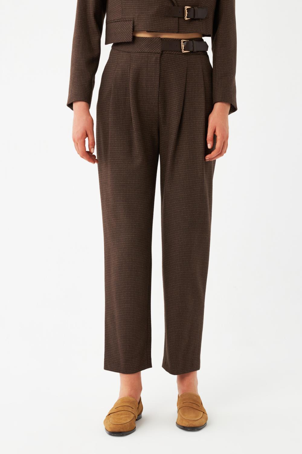 Kemerli Dar Paça Pantolon