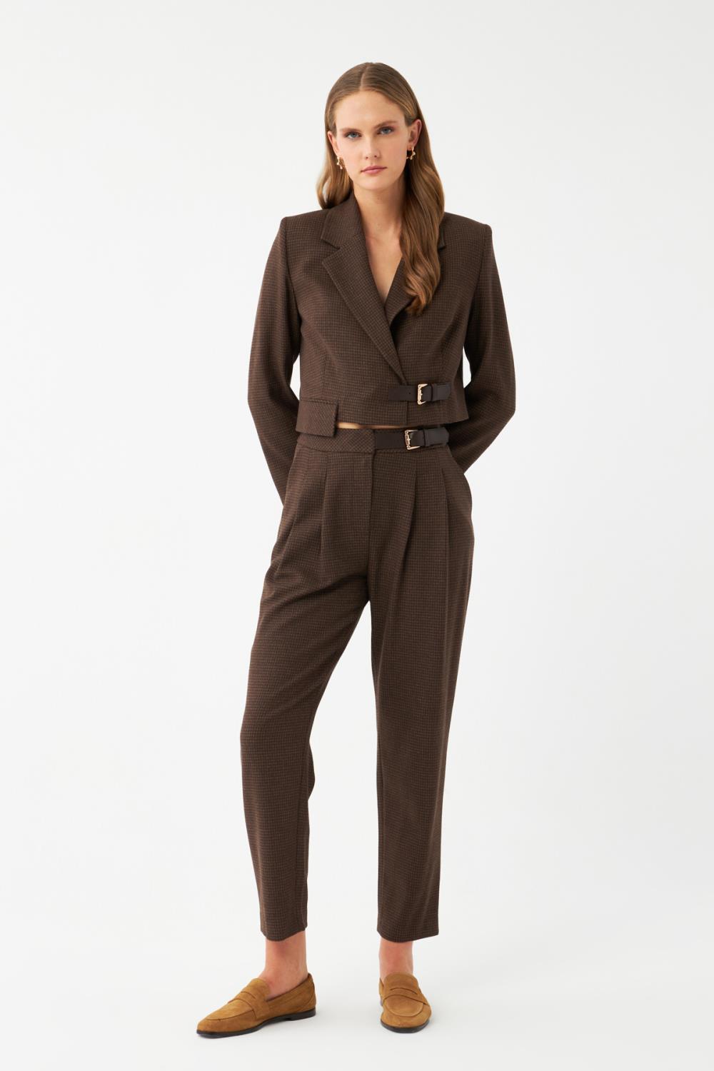 Kemerli Dar Paça Pantolon