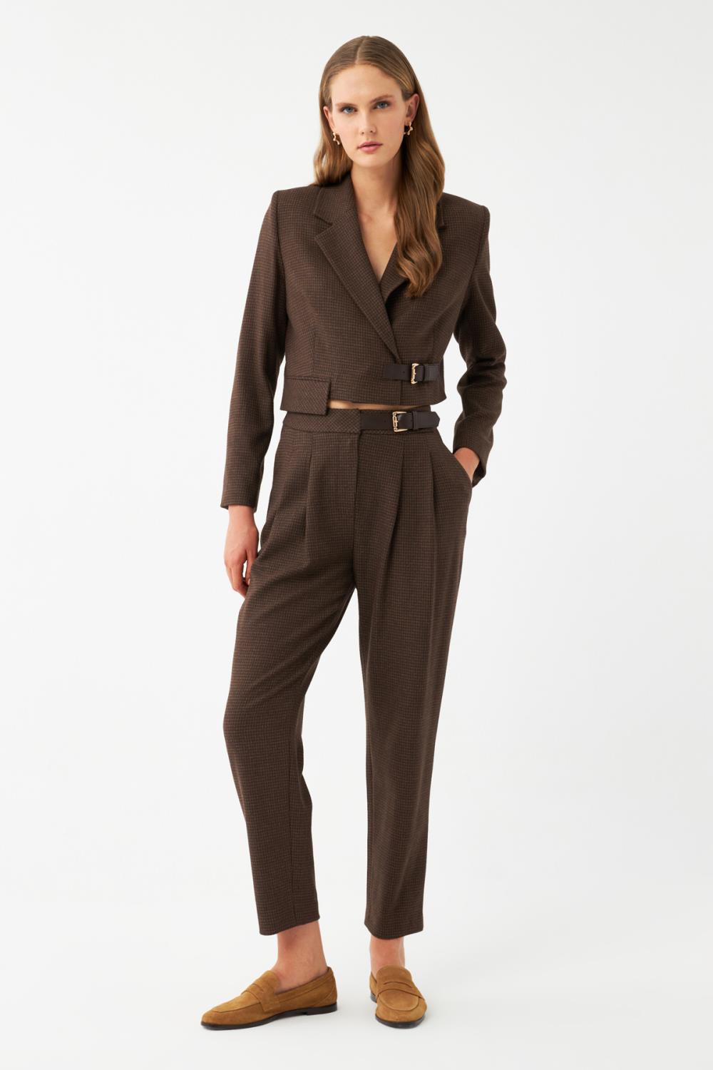 Kemerli Dar Paça Pantolon