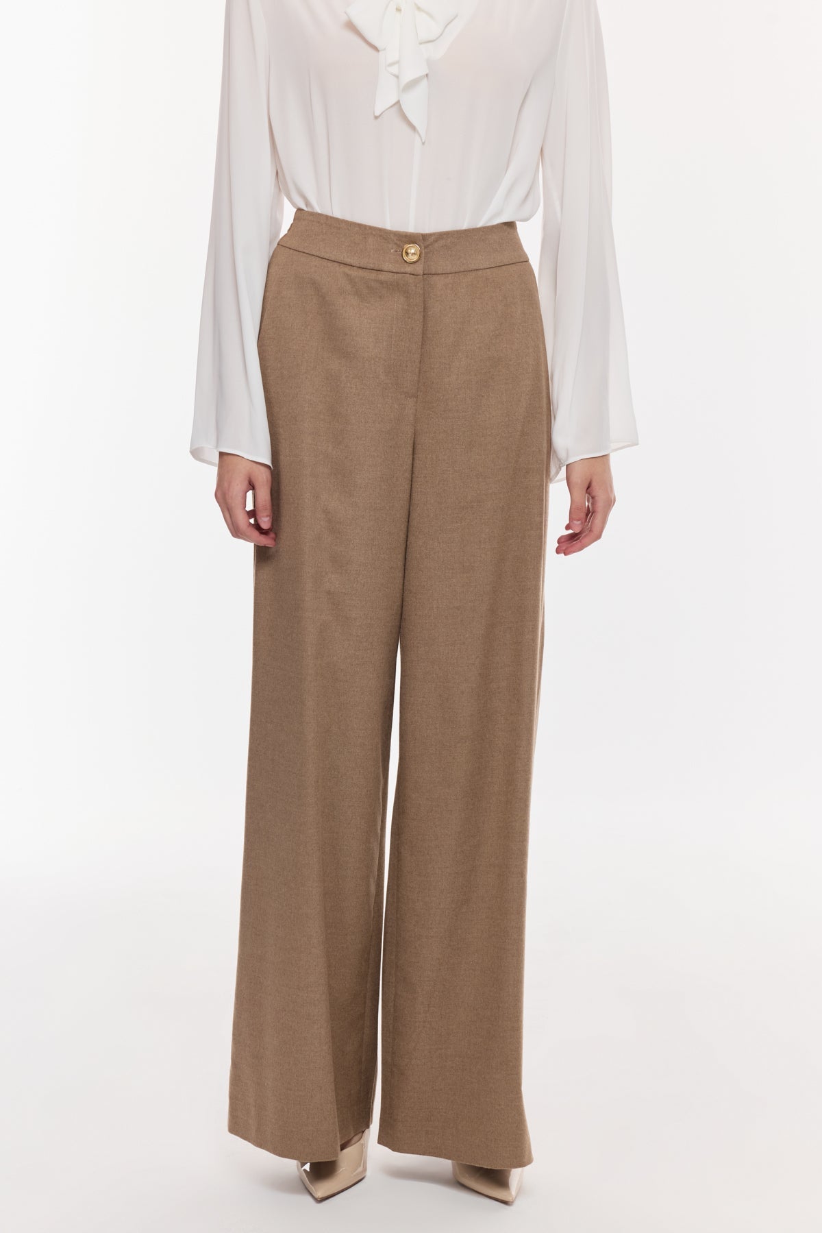 Geniş Paça Tok Kumaş Pantolon