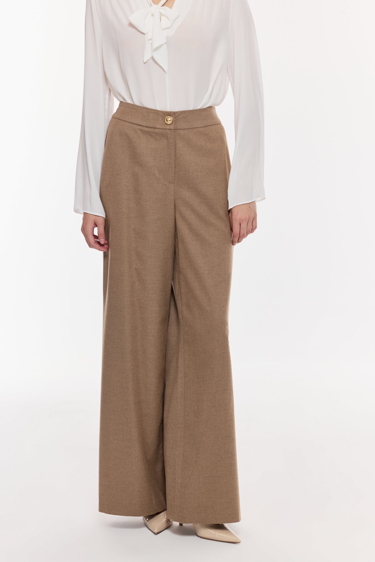 Geniş Paça Tok Kumaş Pantolon