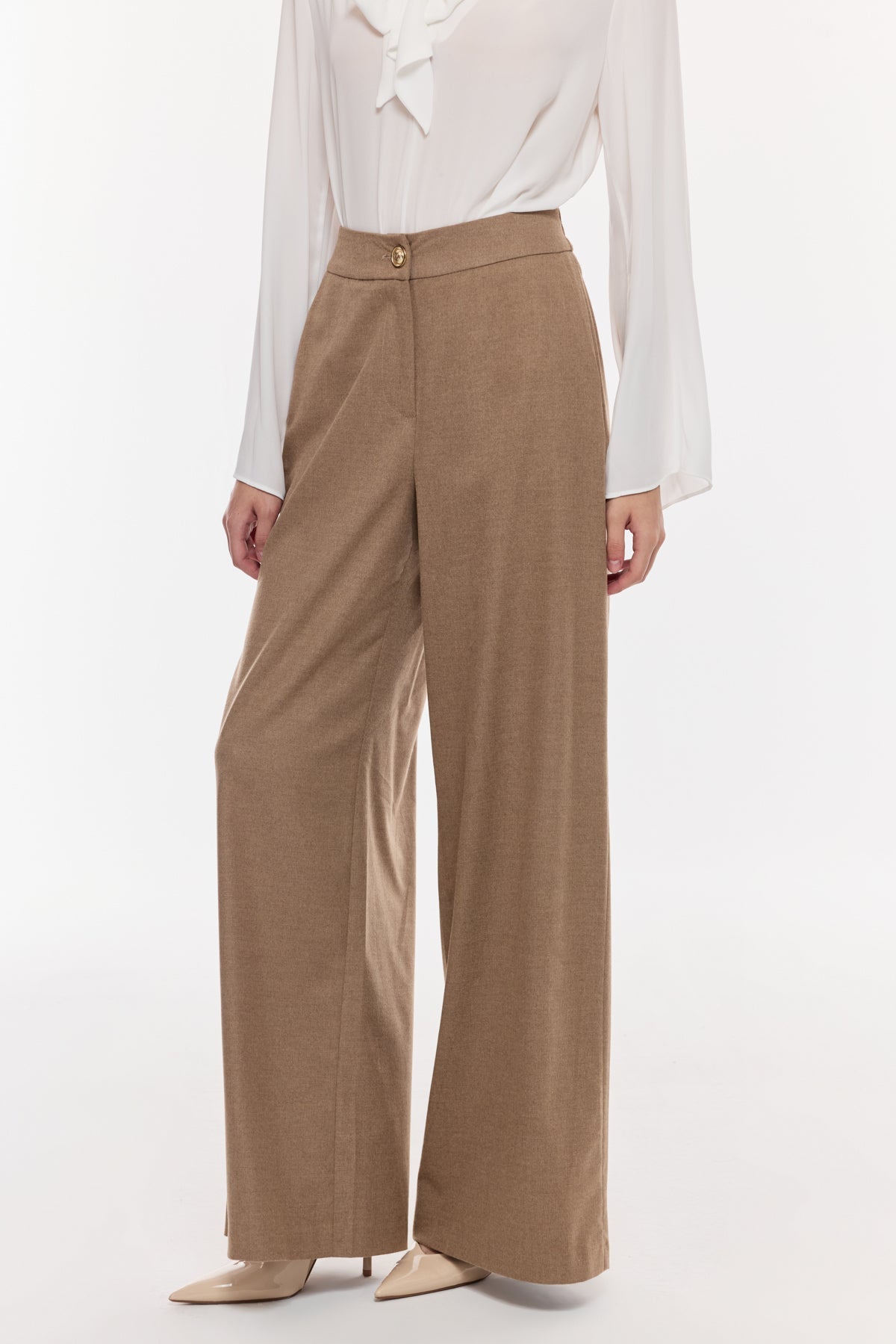 Geniş Paça Tok Kumaş Pantolon