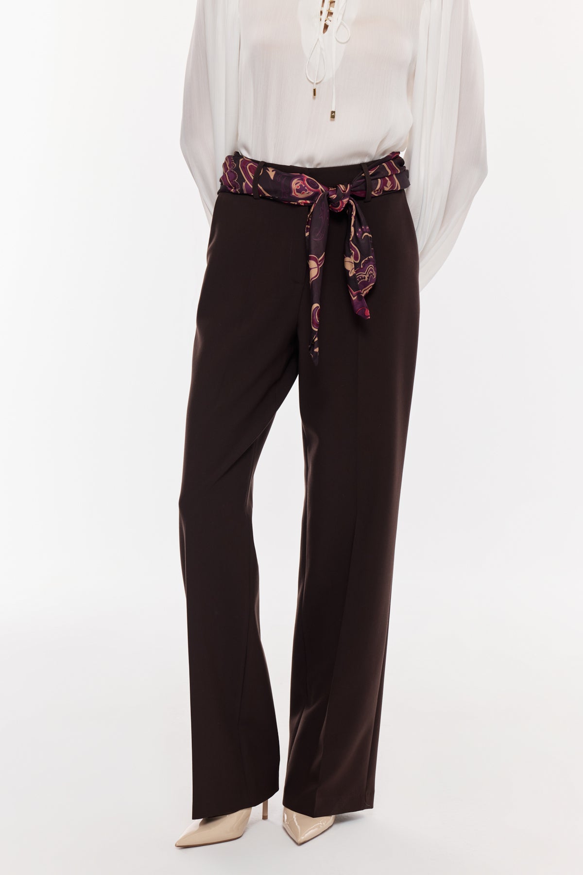 Kuşak Detyalı Dökümlü Pantolon