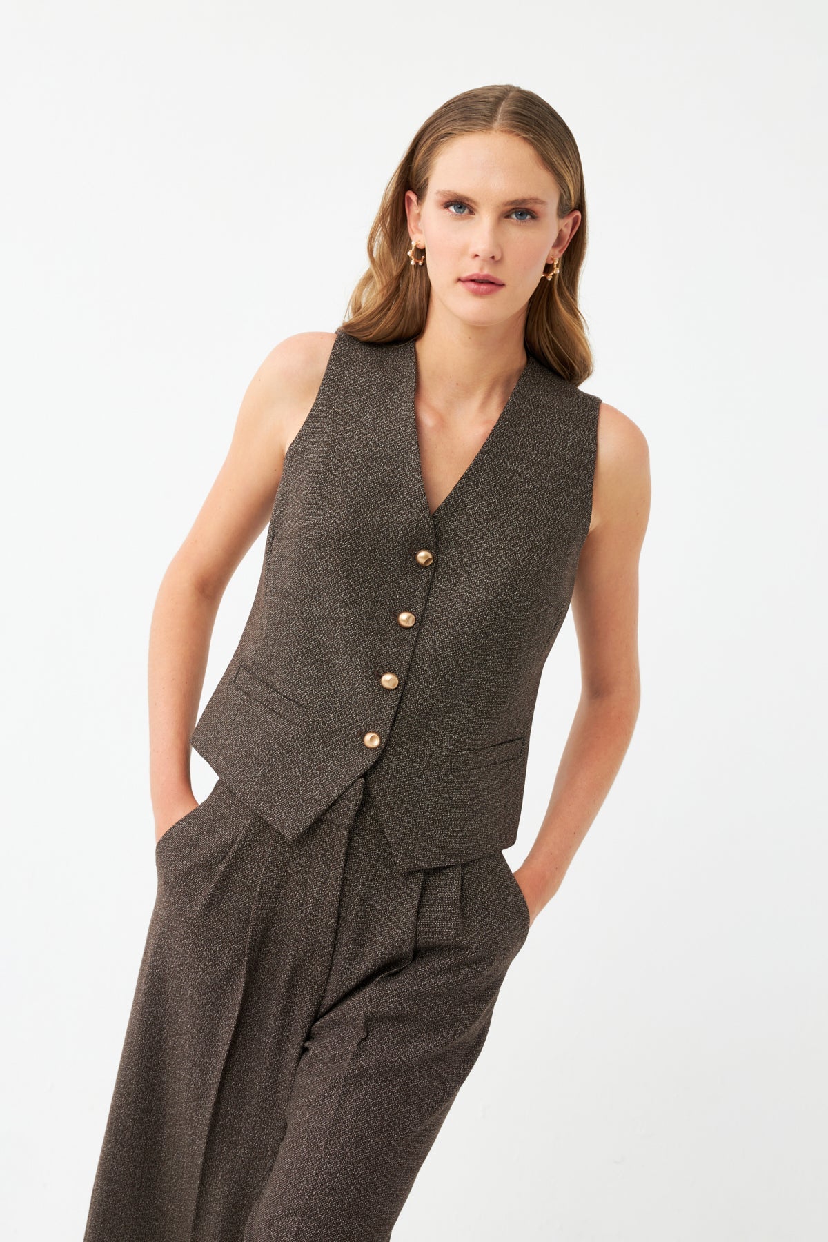 Yelek-Bol Paça Pantolon Takım