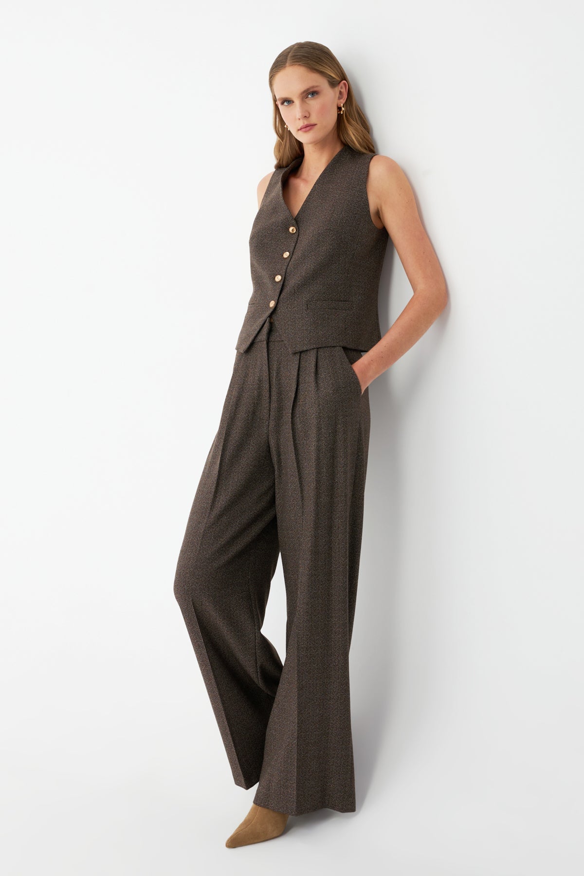 Yelek-Bol Paça Pantolon Takım