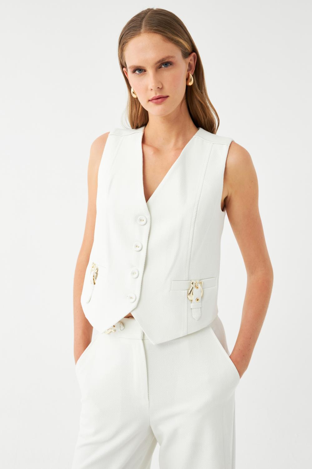 Yelek-Bol Paça Pantolon Takım