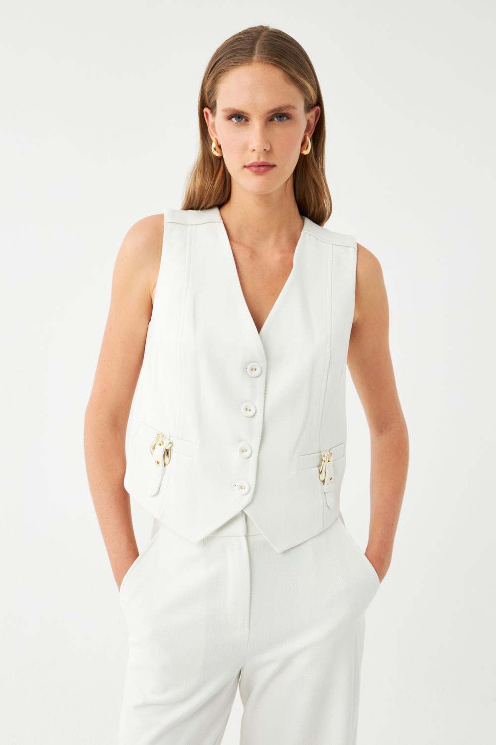 Yelek-Bol Paça Pantolon Takım