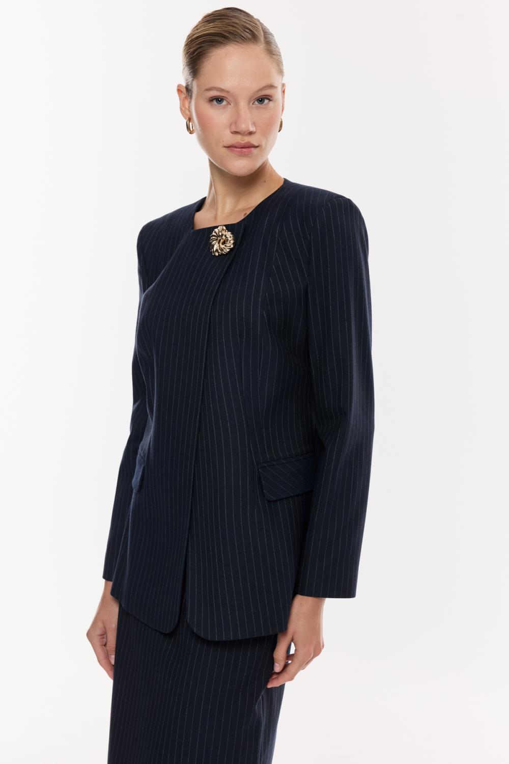 Çizgili Kalem Etek Takım