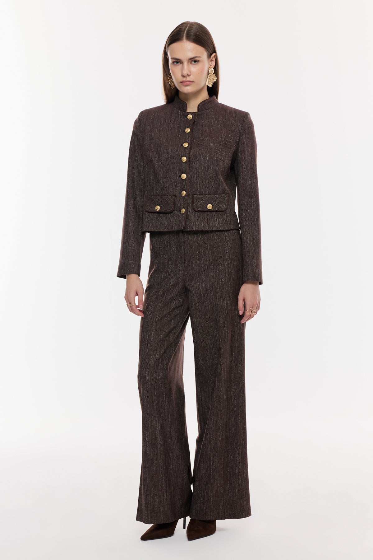 Düğme Detaylı Klasik Kadın Takım