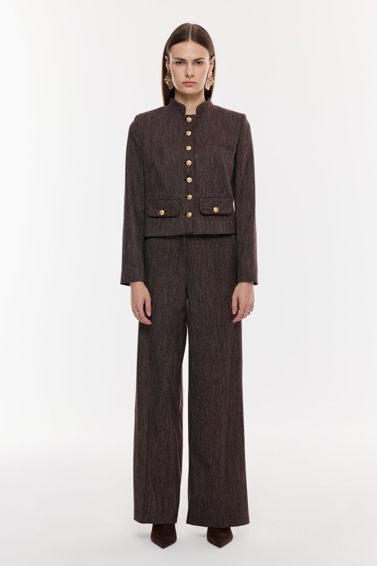 Düğme Detaylı Klasik Kadın Takım