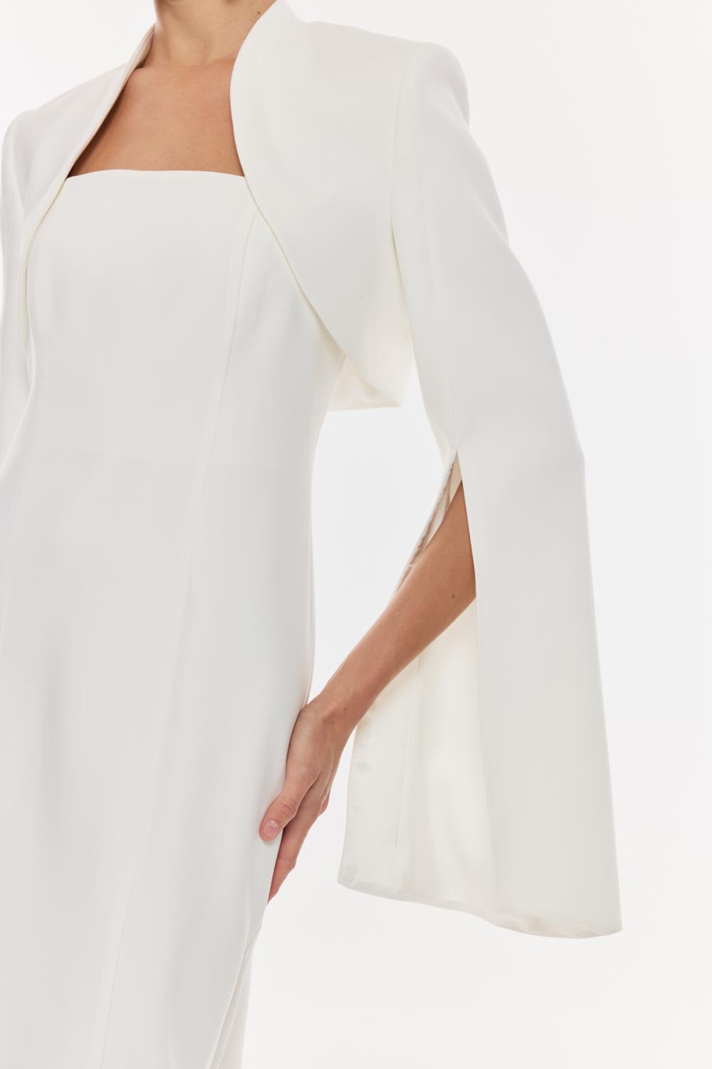 Pelerin Kollu Midi Elbise