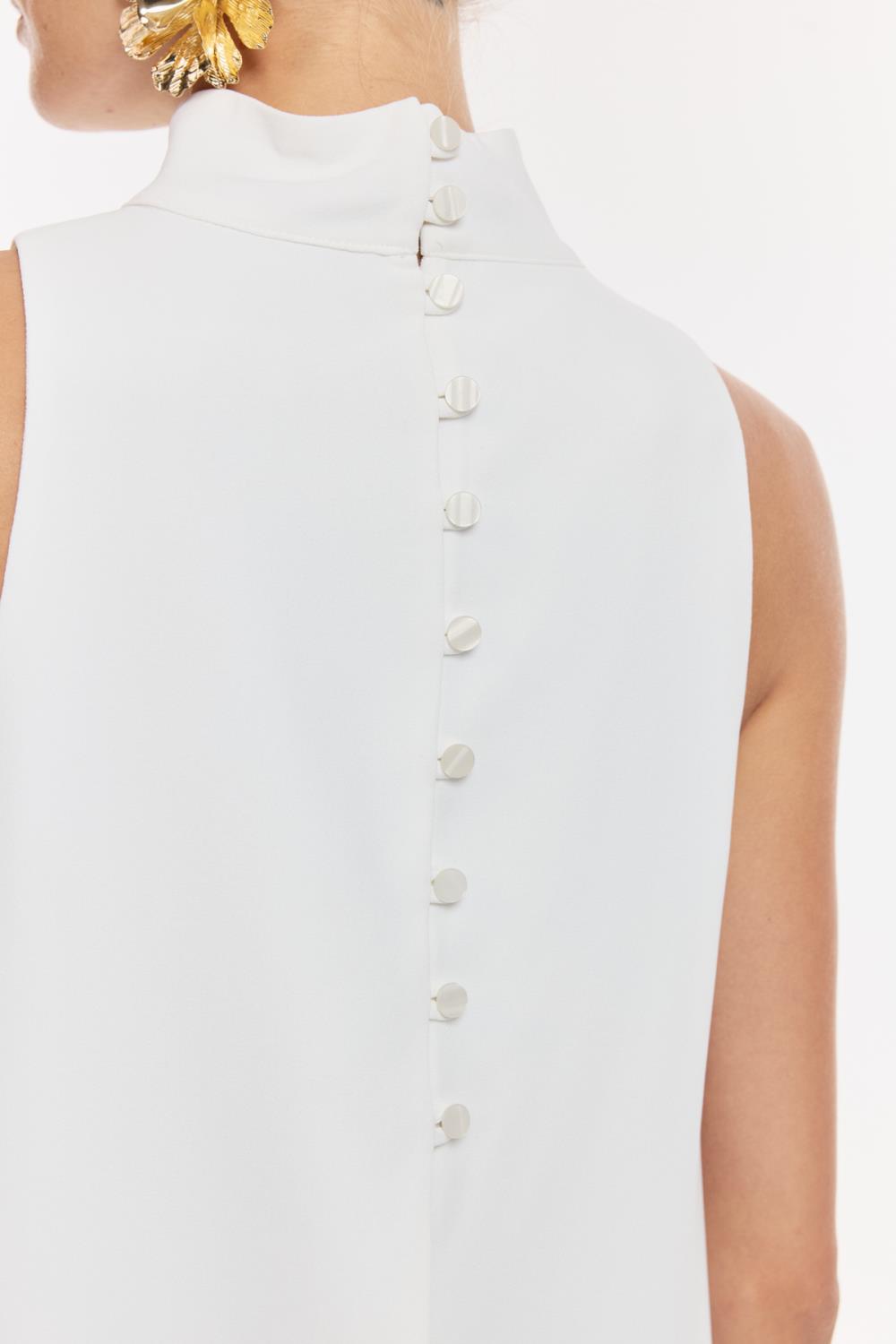 Siyah-Beyaz Renk Bloklu Tulum