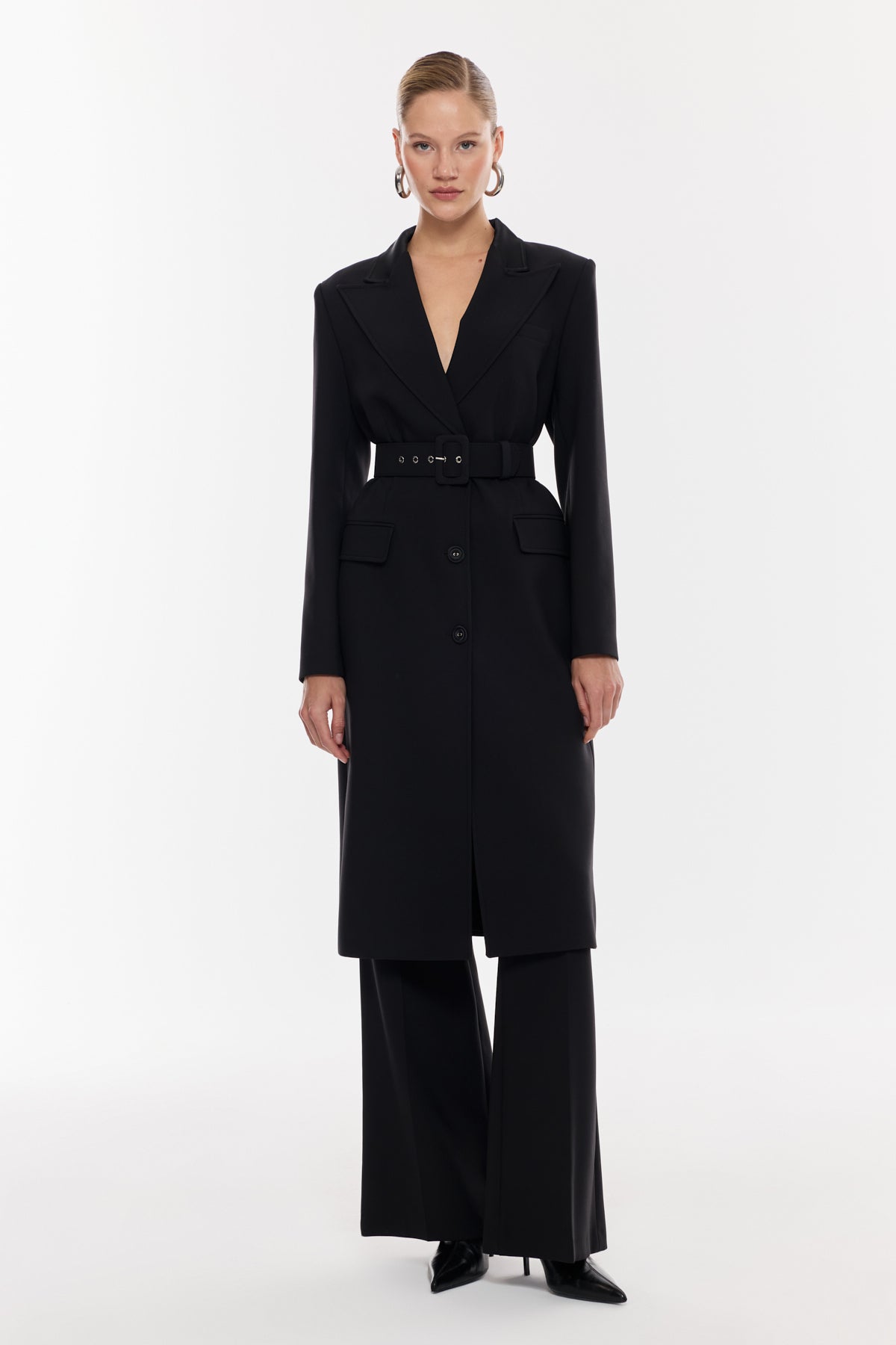 Kuşaklı Uzun Takım Ceket