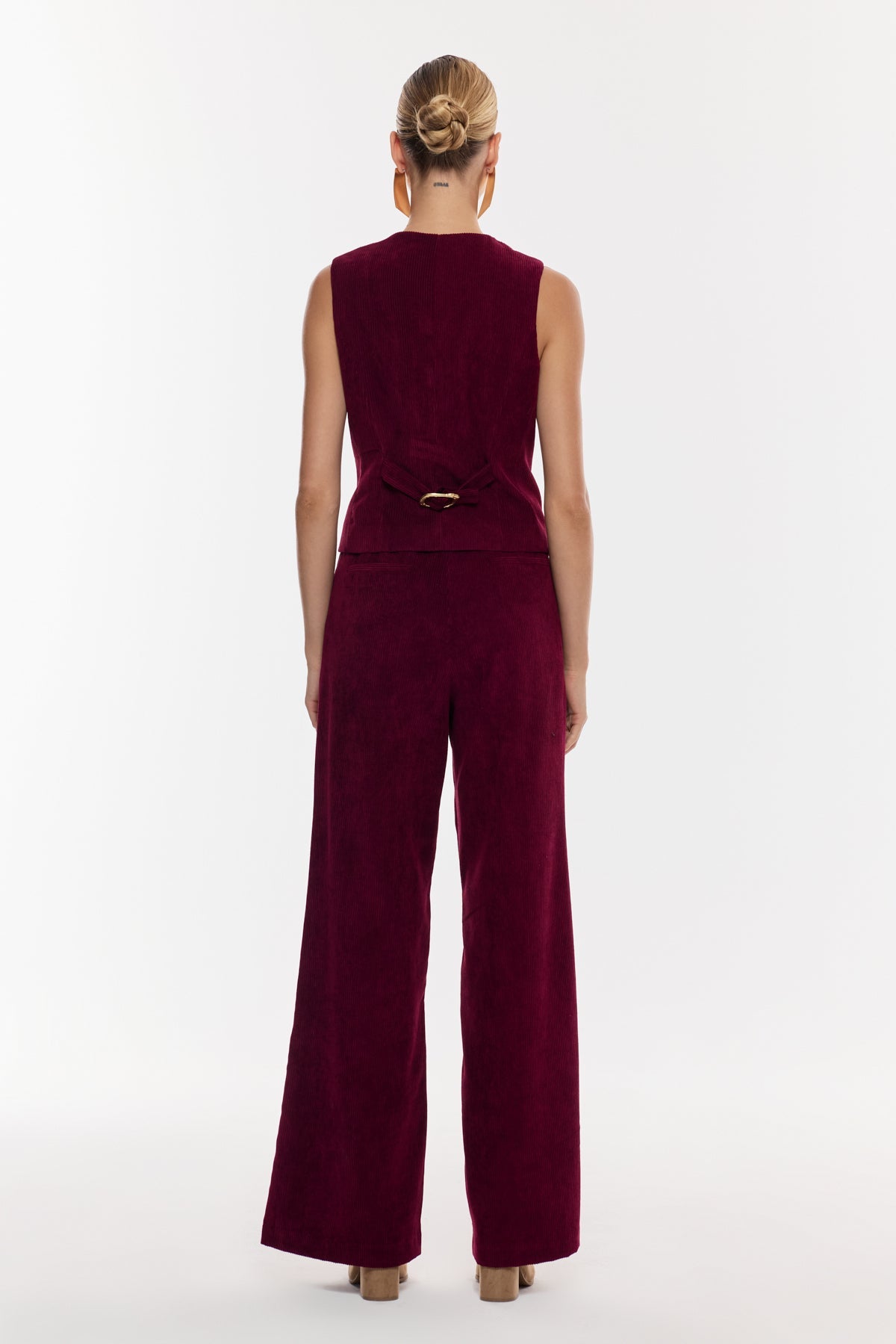 Kadife Düğmeli Yelek Takım