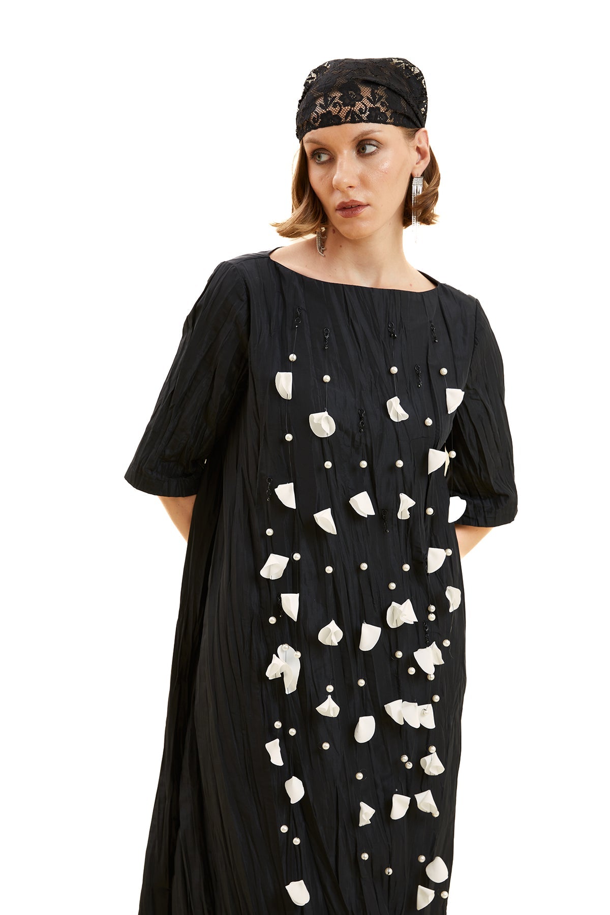 Aplikli Kraş Tafta Elbise