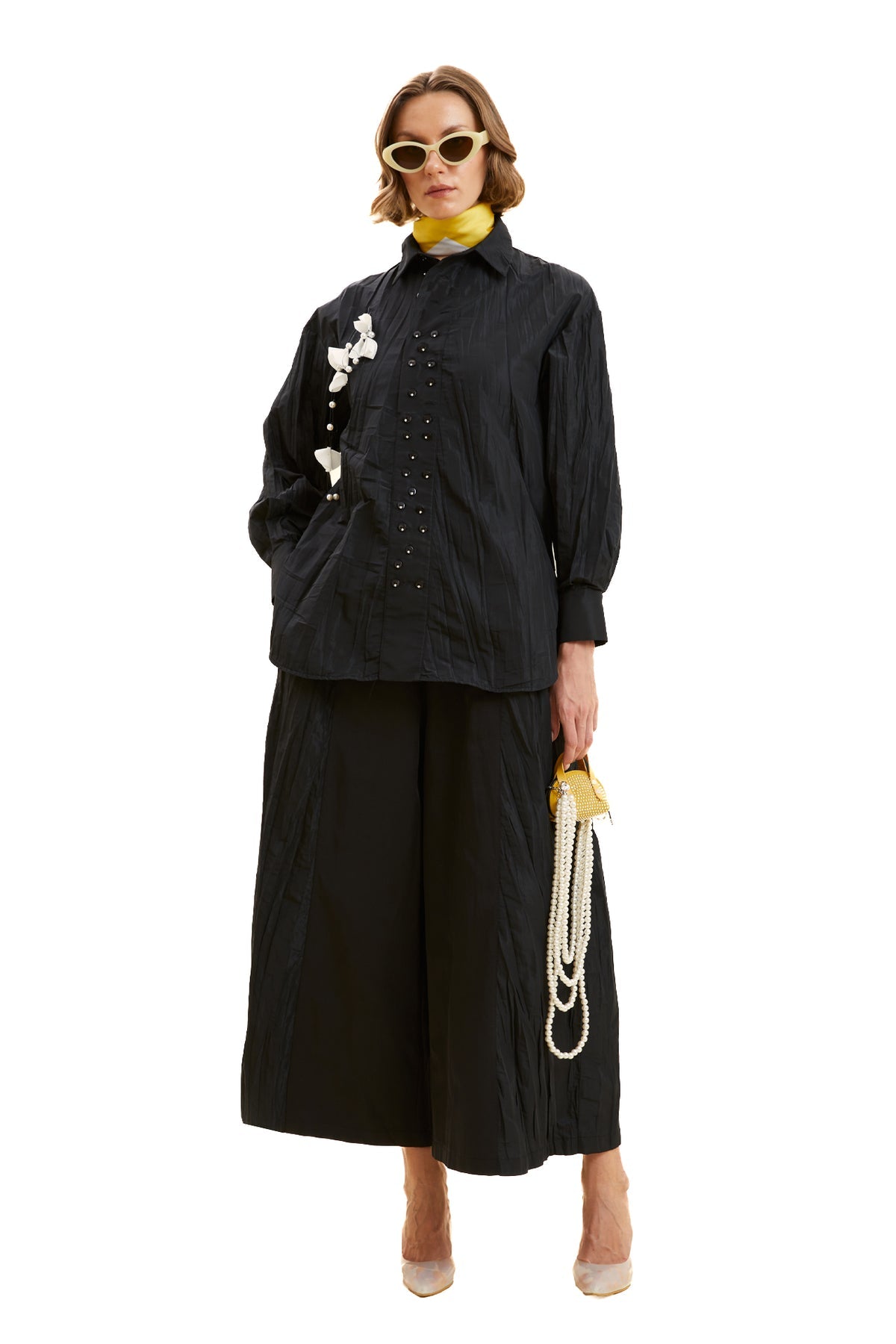 Kraş Detaylı Tafta Gömlek