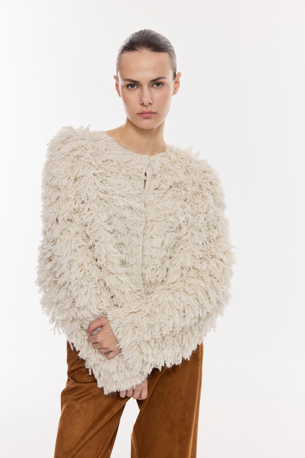 Tüylü Dokulu Ceket