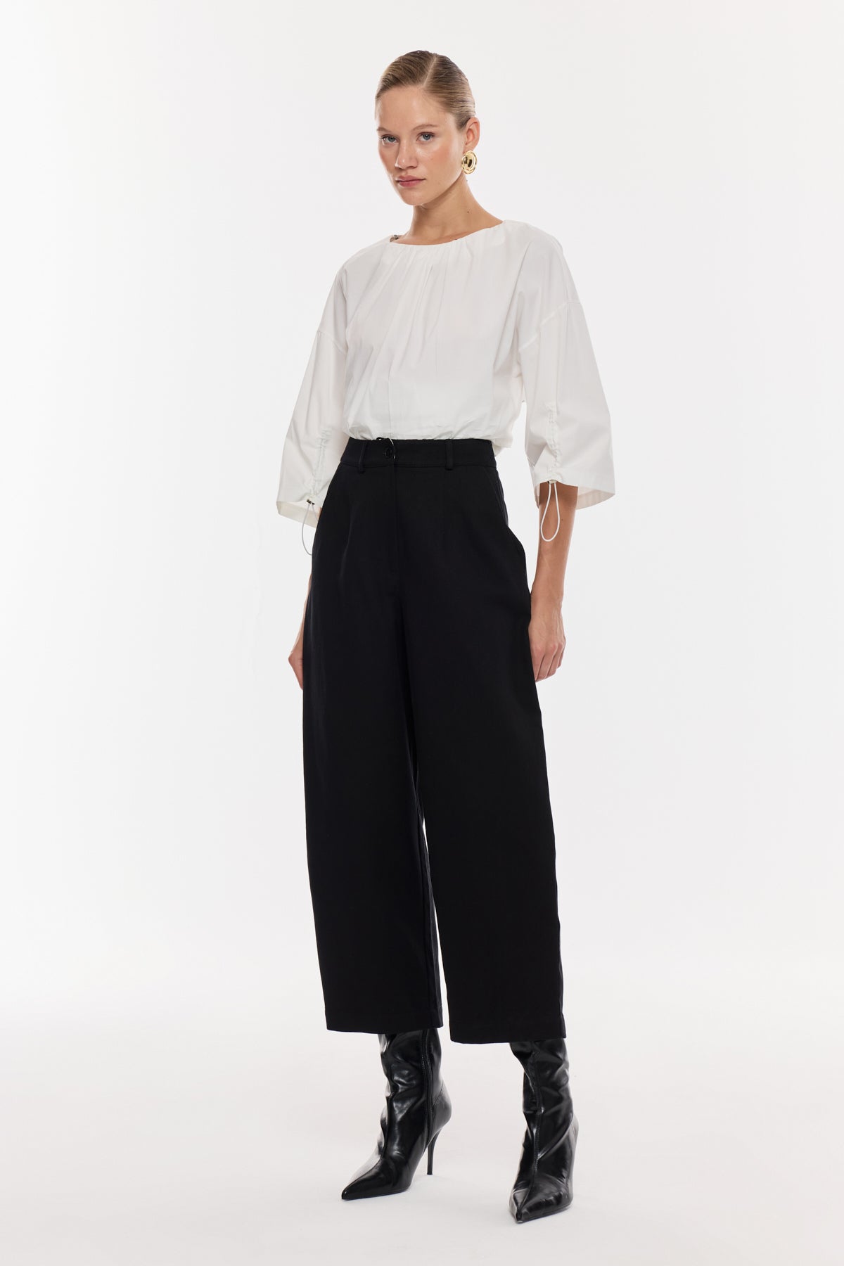 Yüksek Bel Dökümlü Pantolon