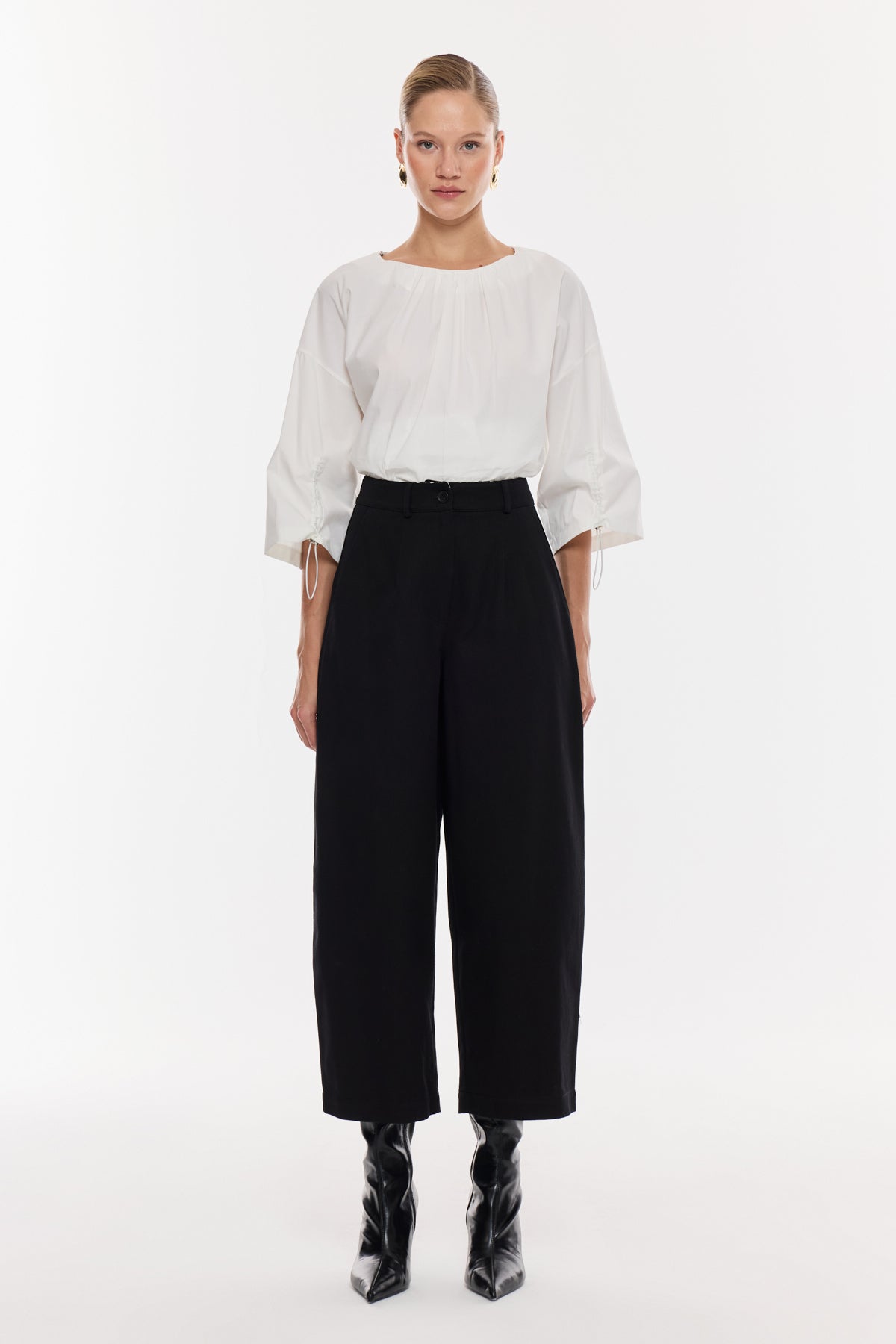 Yüksek Bel Dökümlü Pantolon