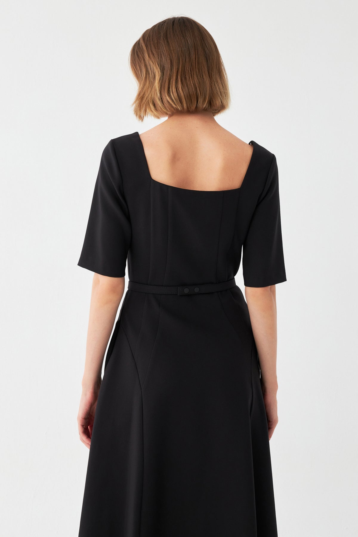 Kare Yaka Midi Elbise