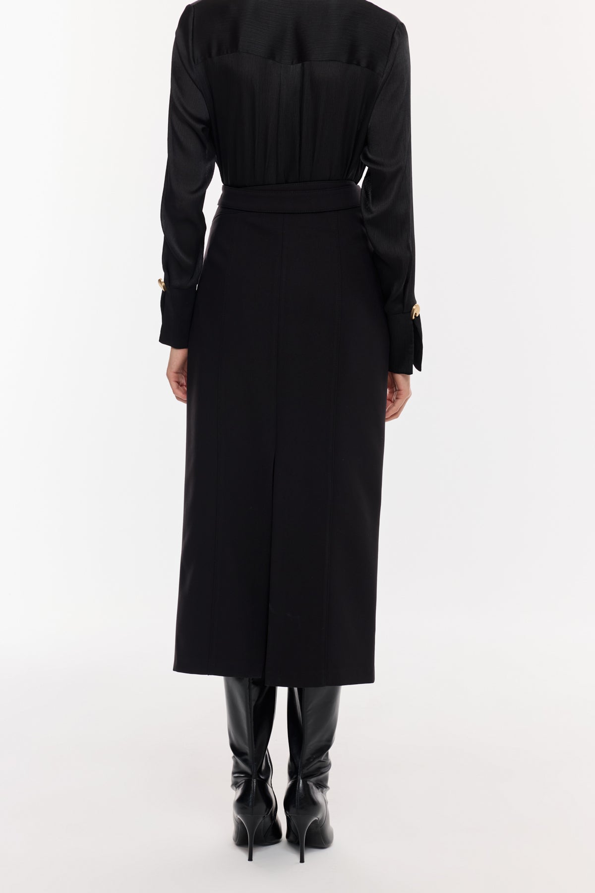 Kuşak Detaylı Kalem Etek