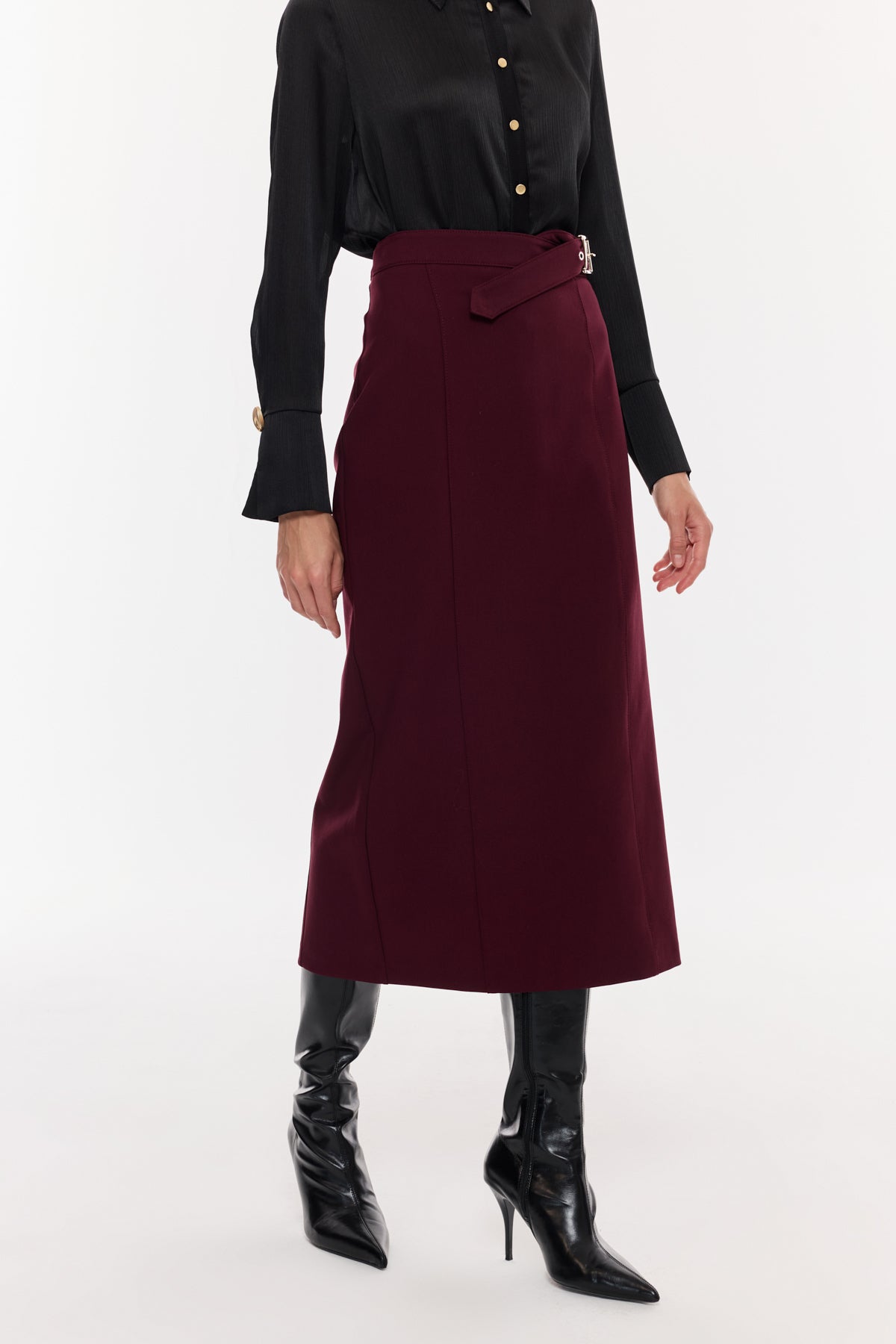 Kuşak Detaylı Kalem Etek