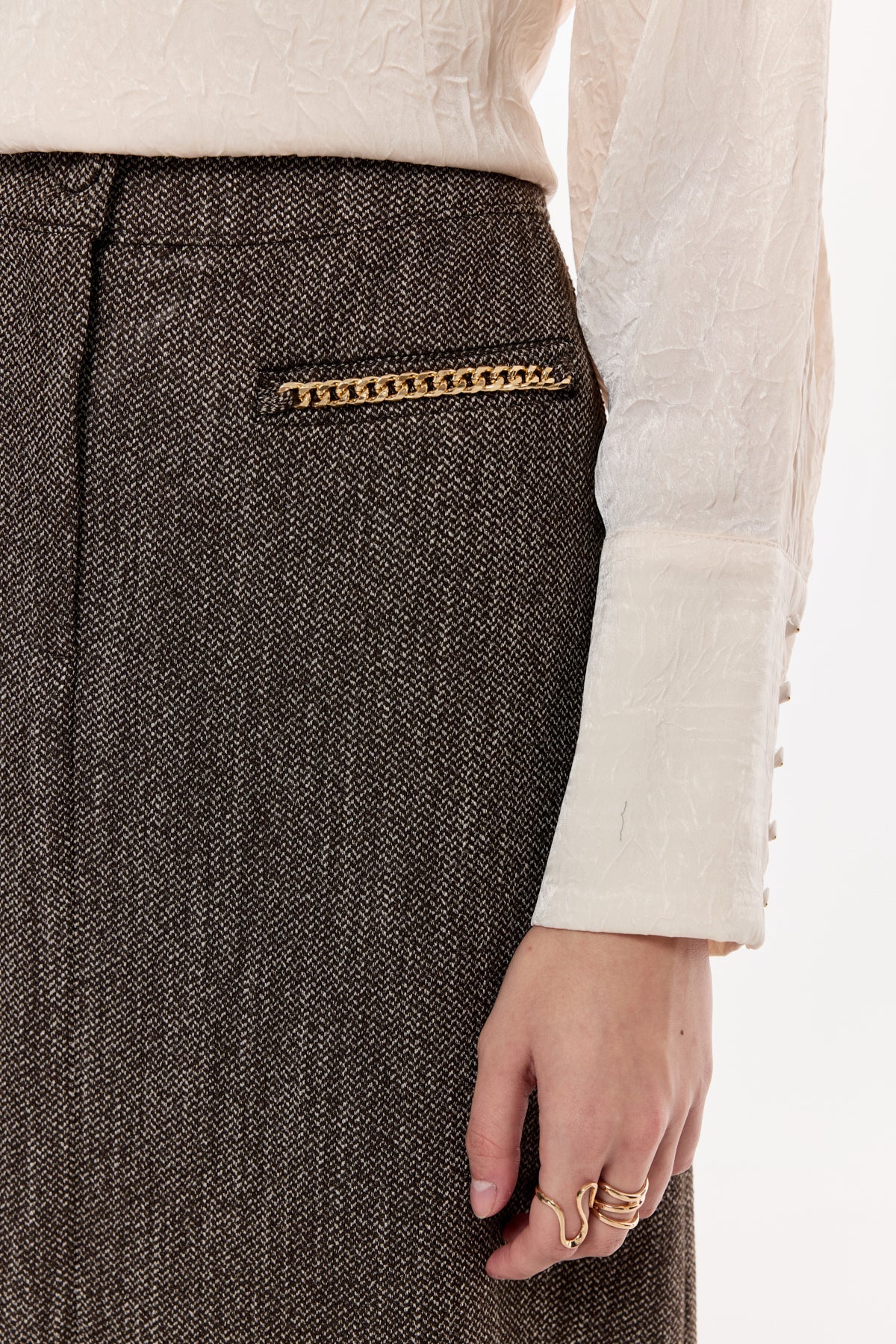 Örgü Dokulu Midi Etek