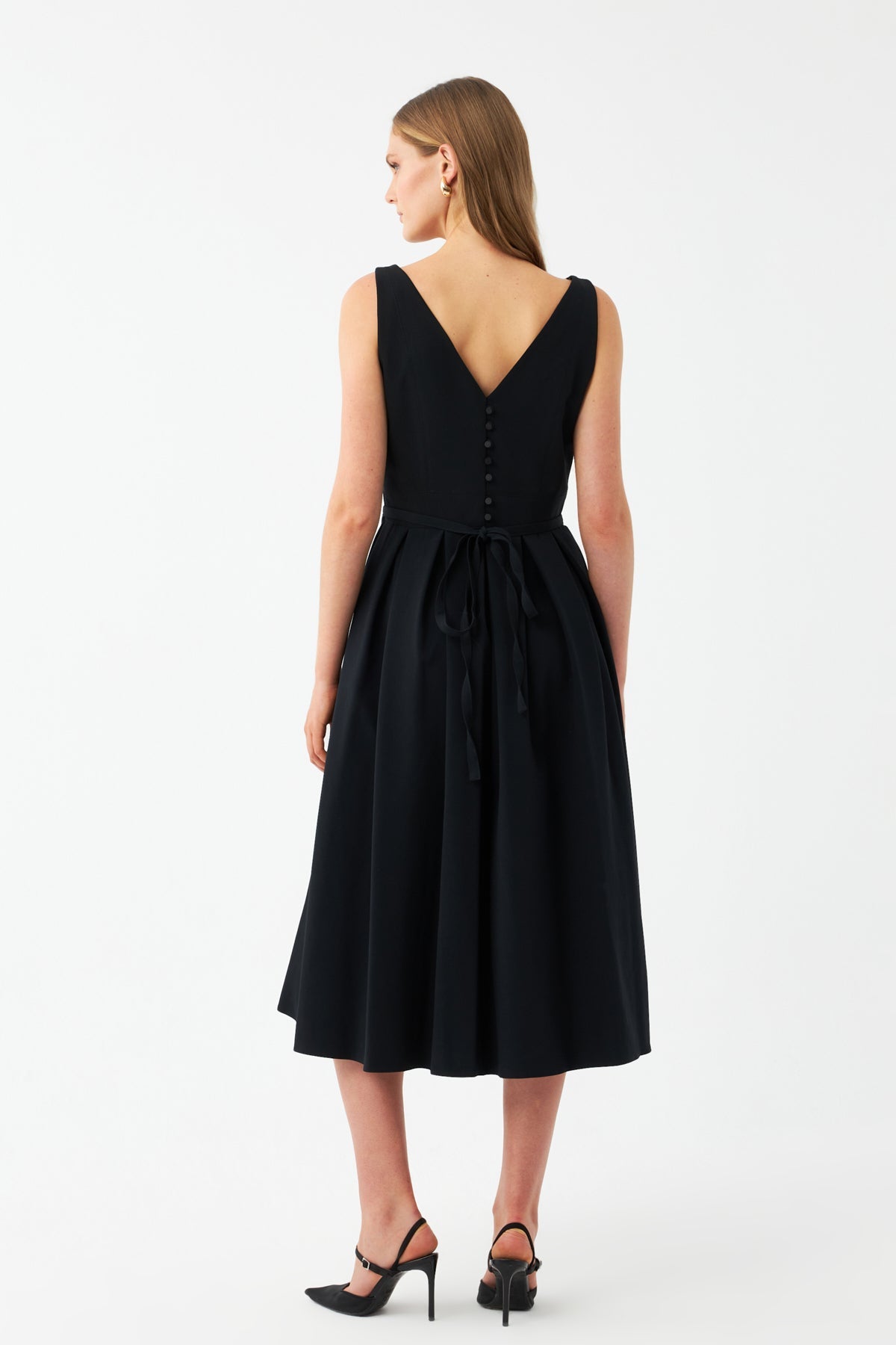 Kemerli Midi Elbise SİYAH