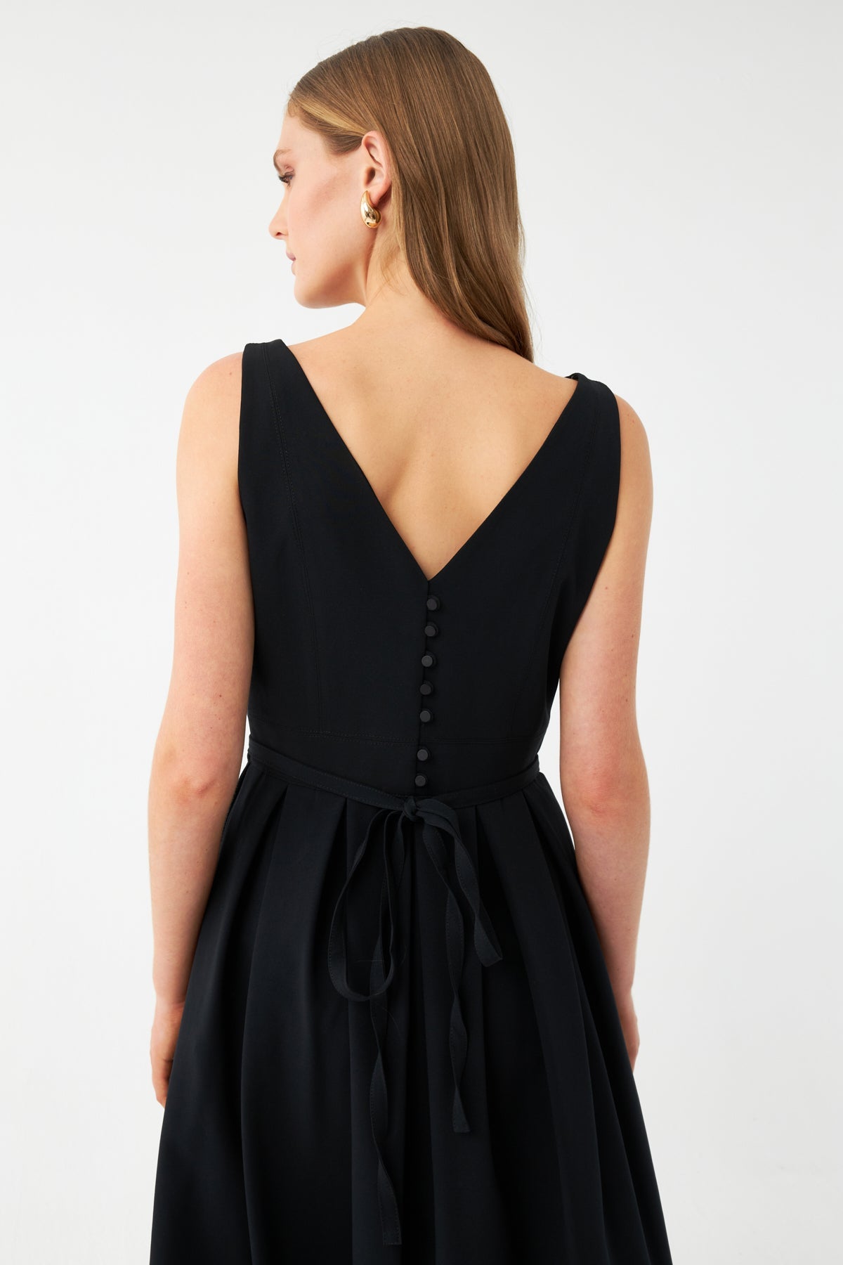 Kemerli Midi Elbise SİYAH