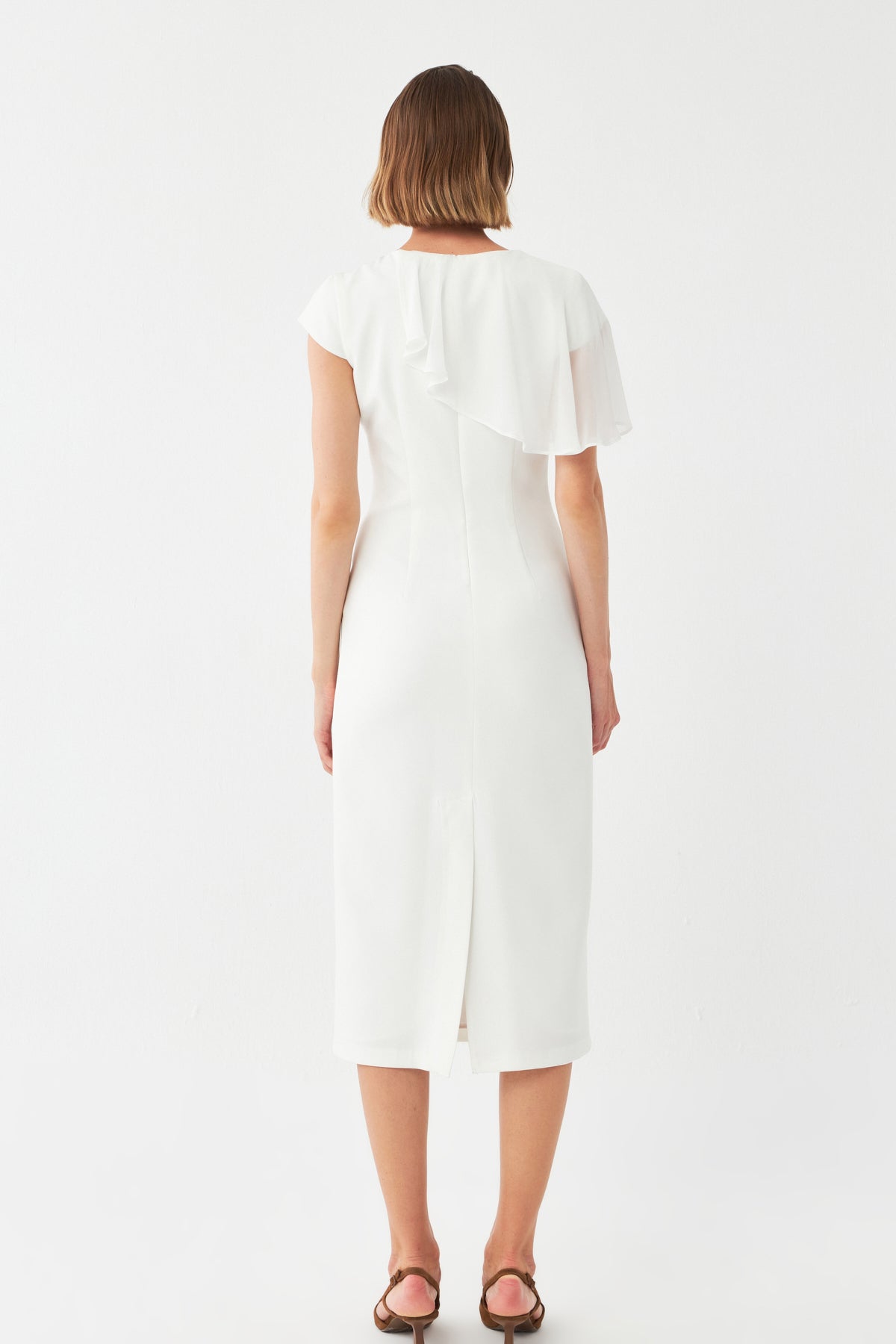 Aksesuar Mixli Midi Elbise EKRU