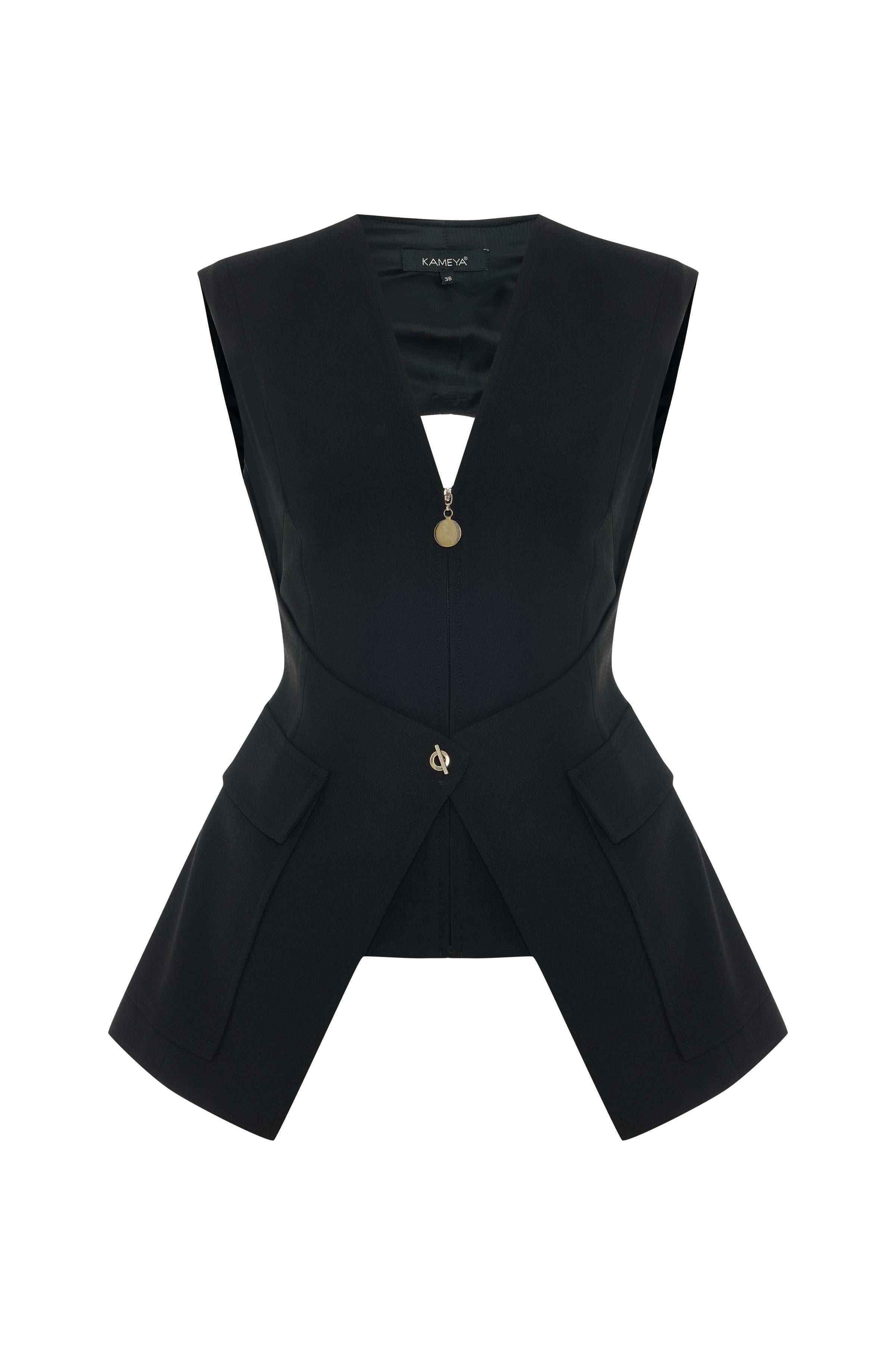 ASİMETRİK TEK DÜĞMELİ YELEK 26W70801