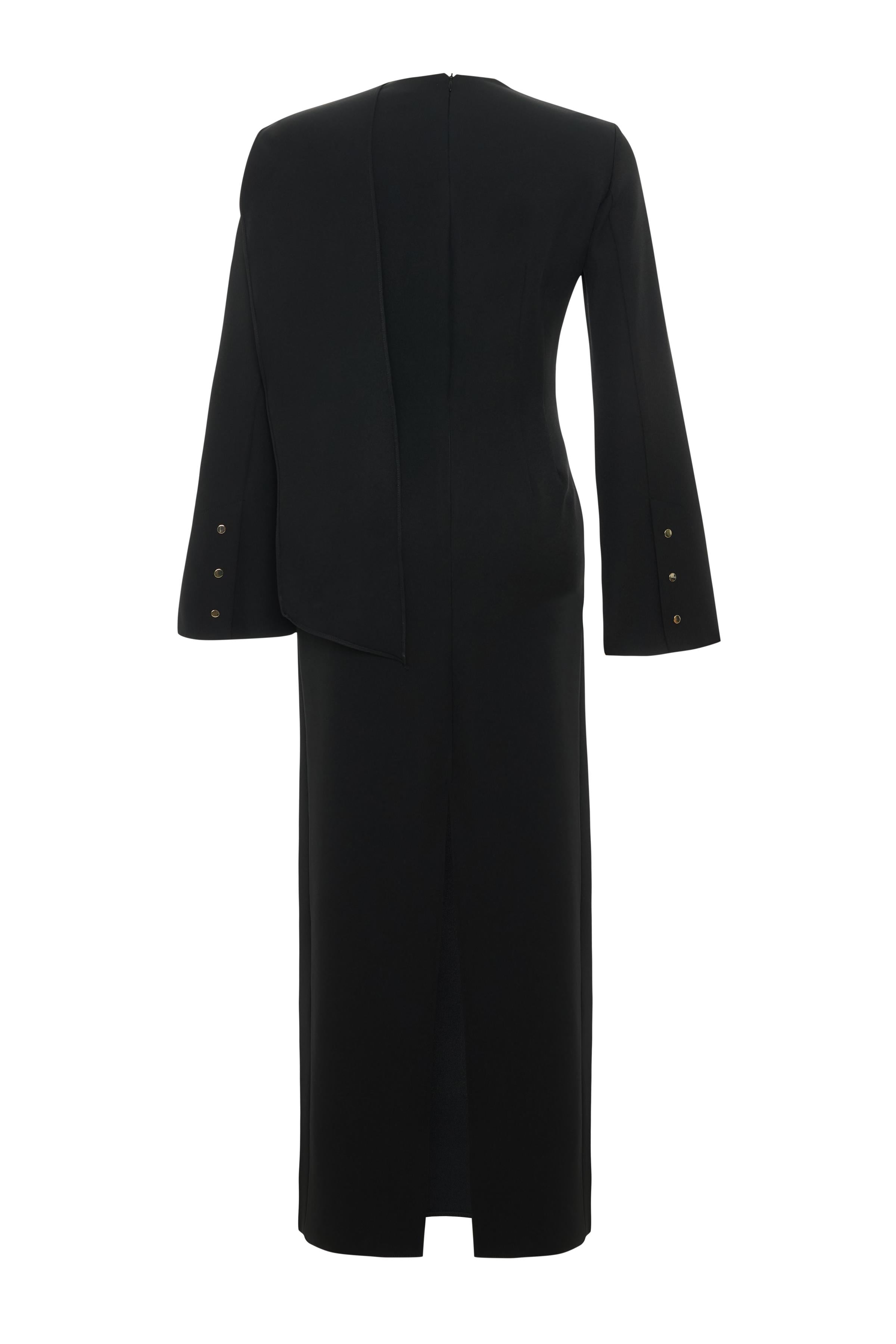 ASİMETRİK YAKA MİDİ ELBİSE 26W40850