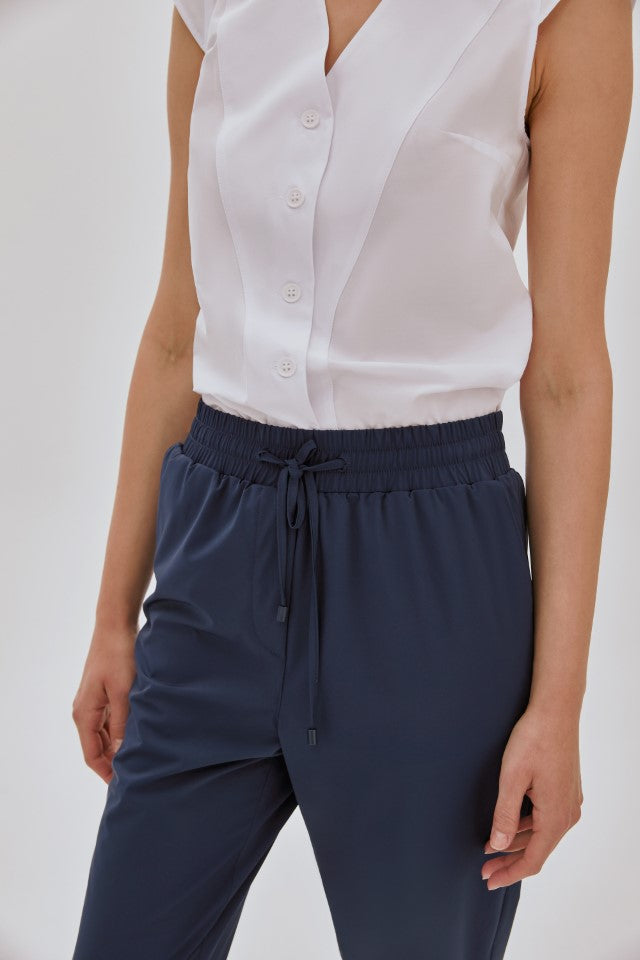 Beli Lastikli Havuç Pantolon Lacivert