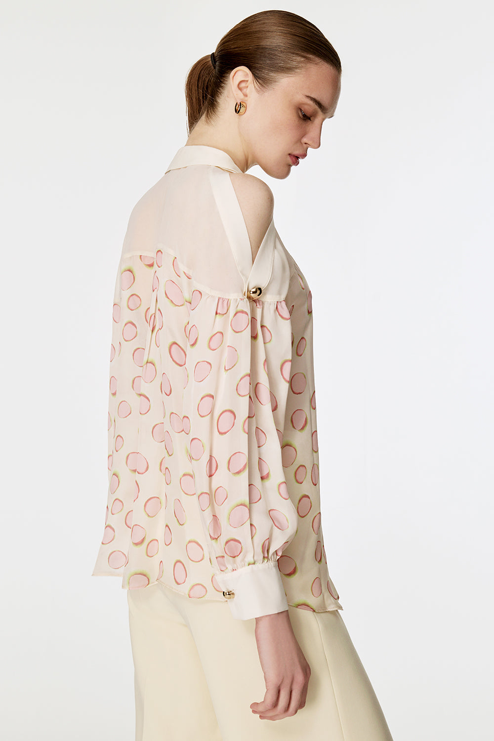 Omuzu Açık Desenli Gömlek PEMBE