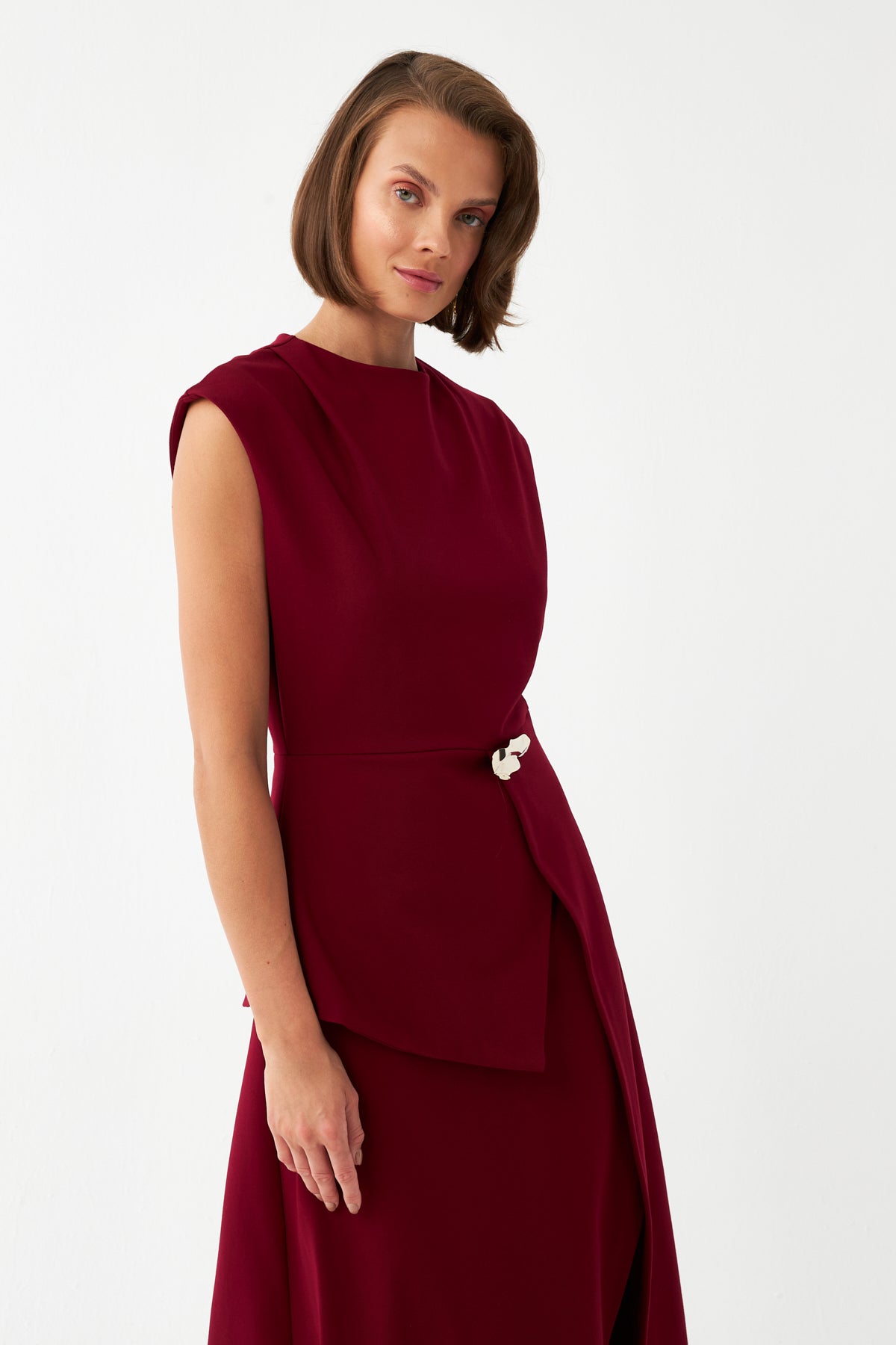 Kemer Detaylı Midi Elbise