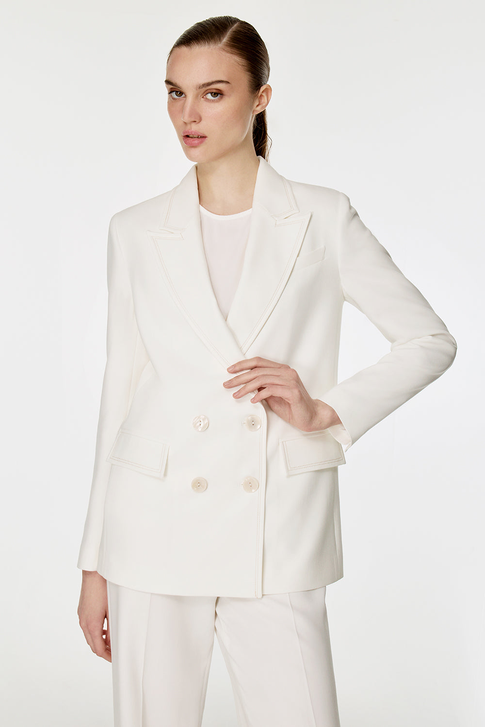 Dikiş Detaylı Kruvaze Ceket