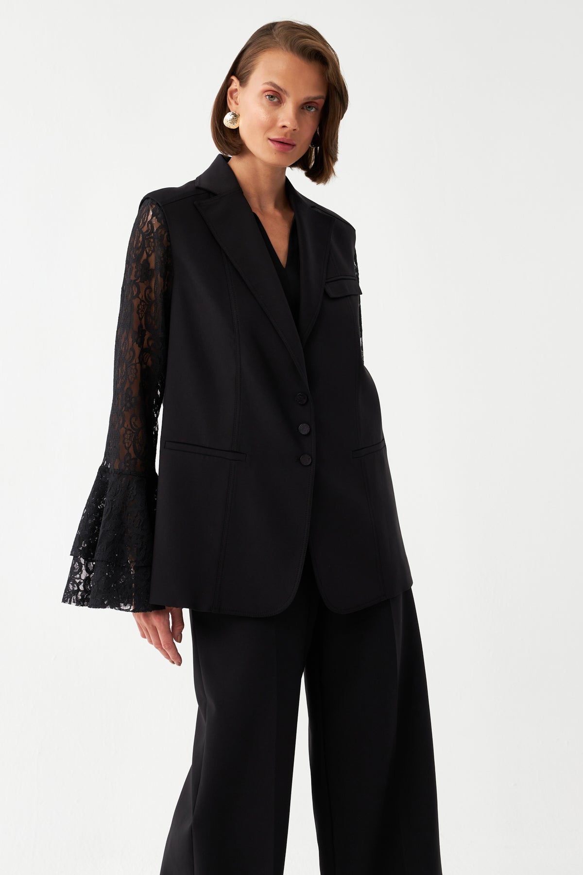 Kolsuz Siyah Blazer Yelek