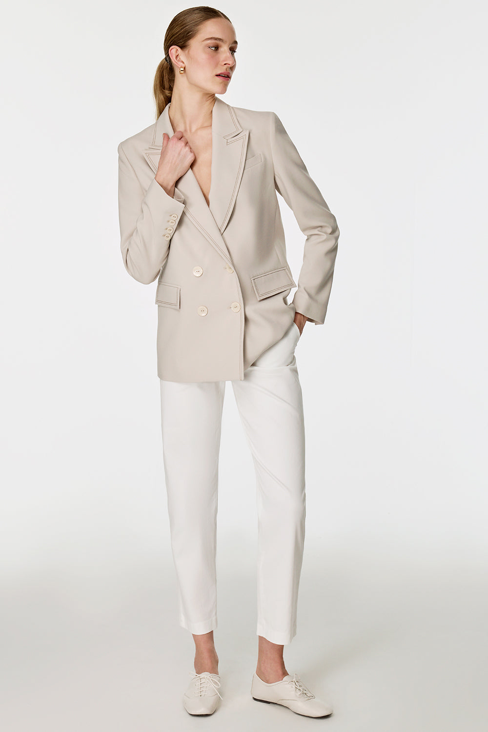 Dikiş Detaylı Kruvaze Ceket