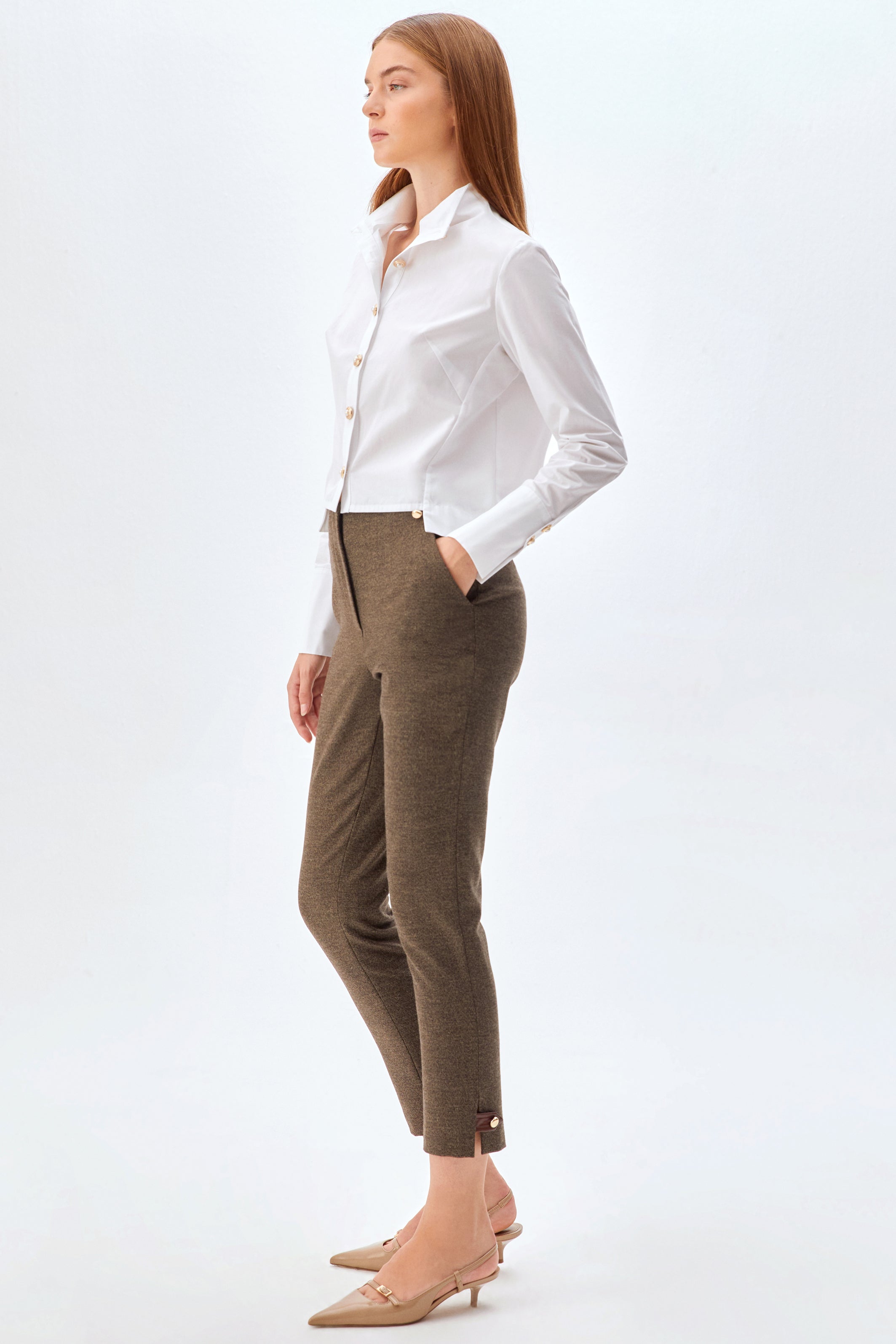 Cepli Cigarette Fit Pantolon KAHVERENGİ