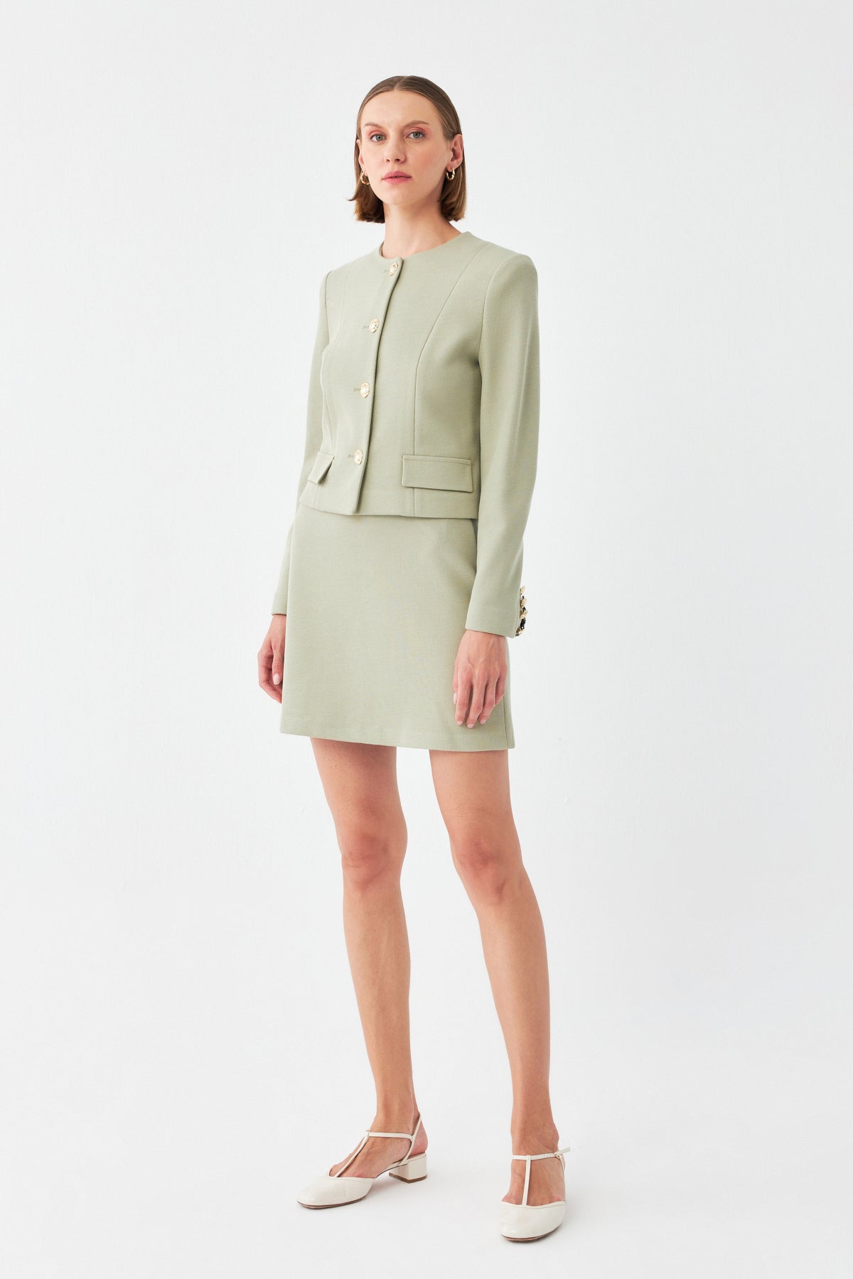 Crop Ceket Etek Takım