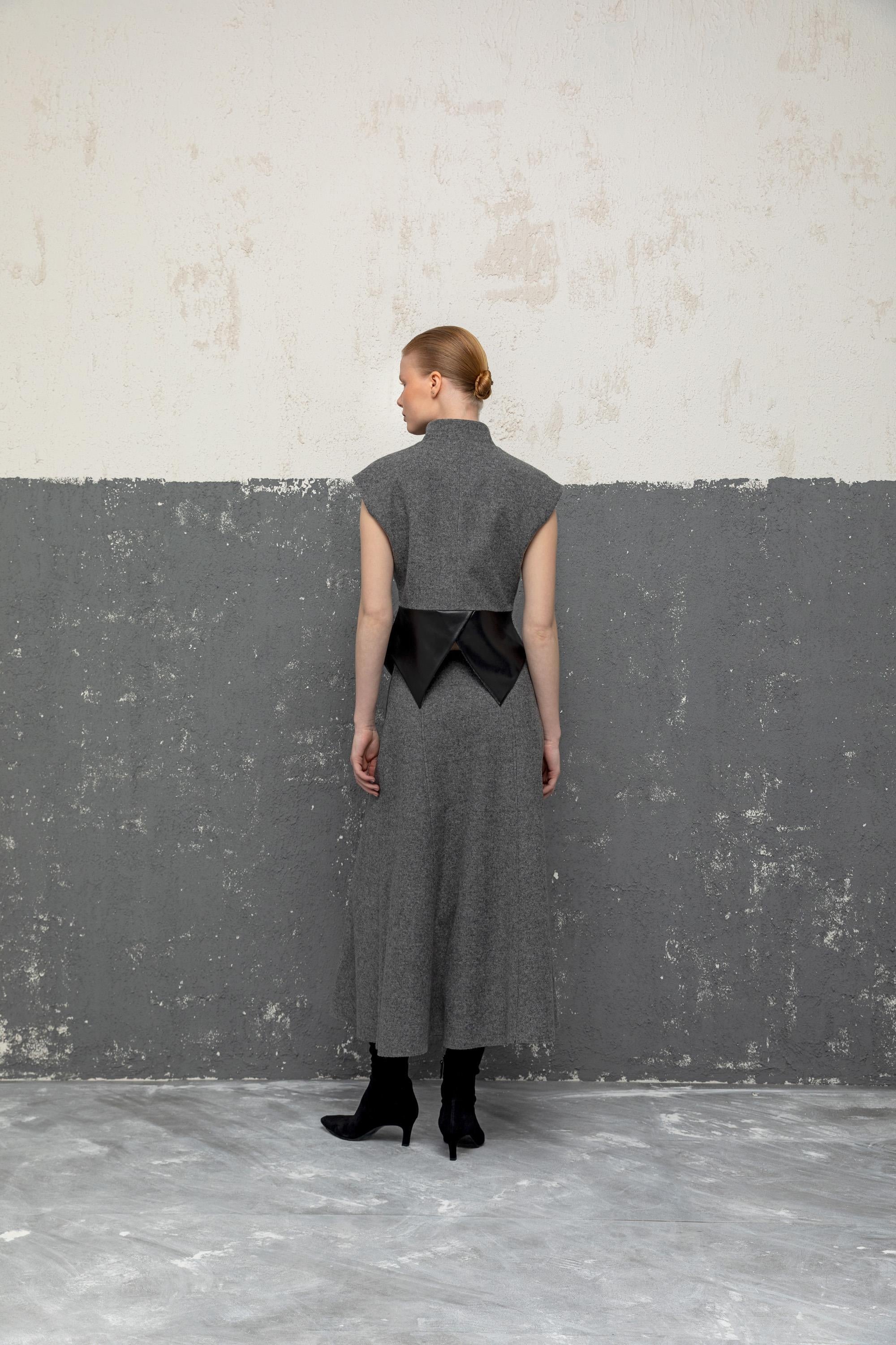 DERİ DETAYLI UZUN ETEK 26W30816