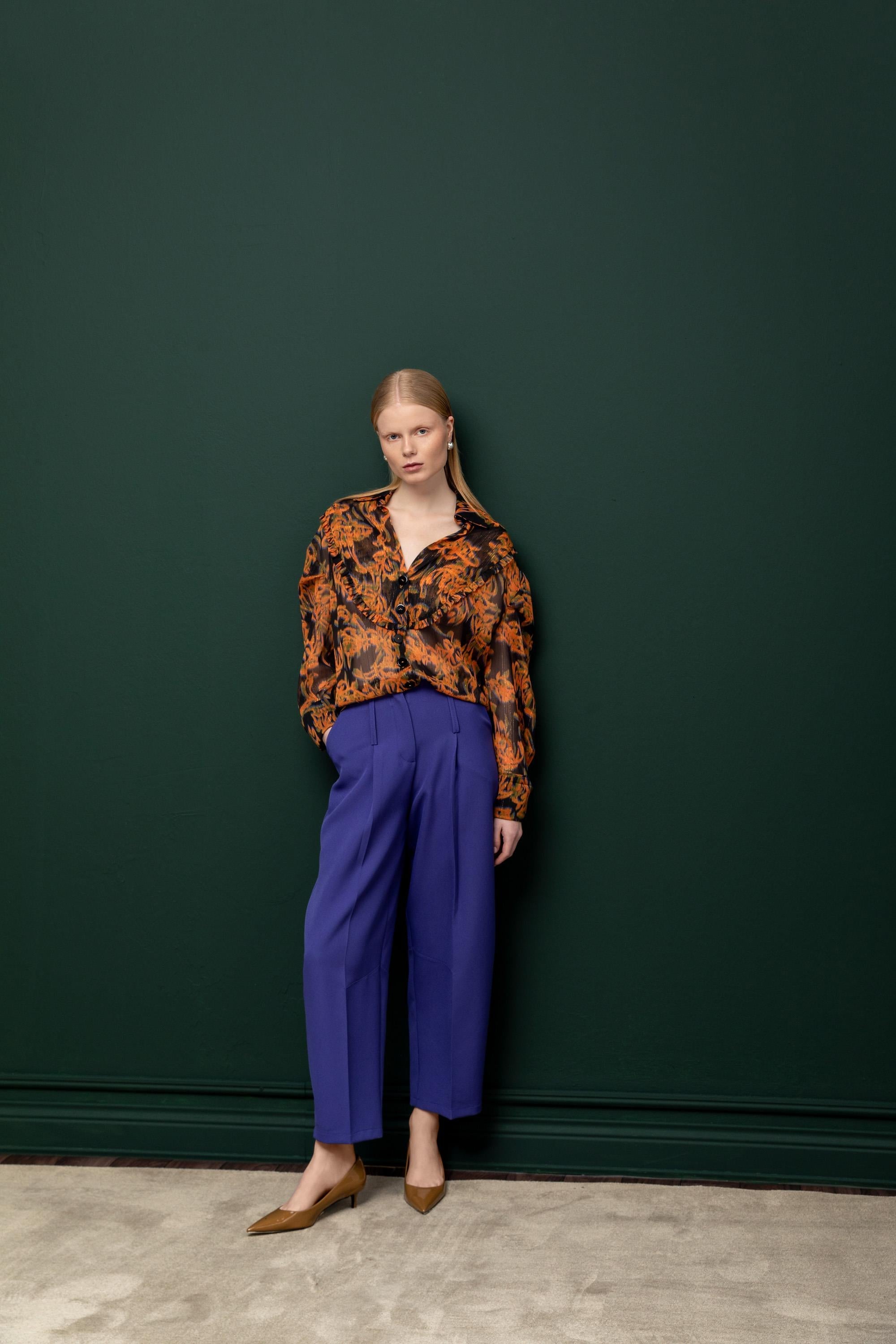 UZUN KOLLU DESENLİ GÖMLEK 26W10856