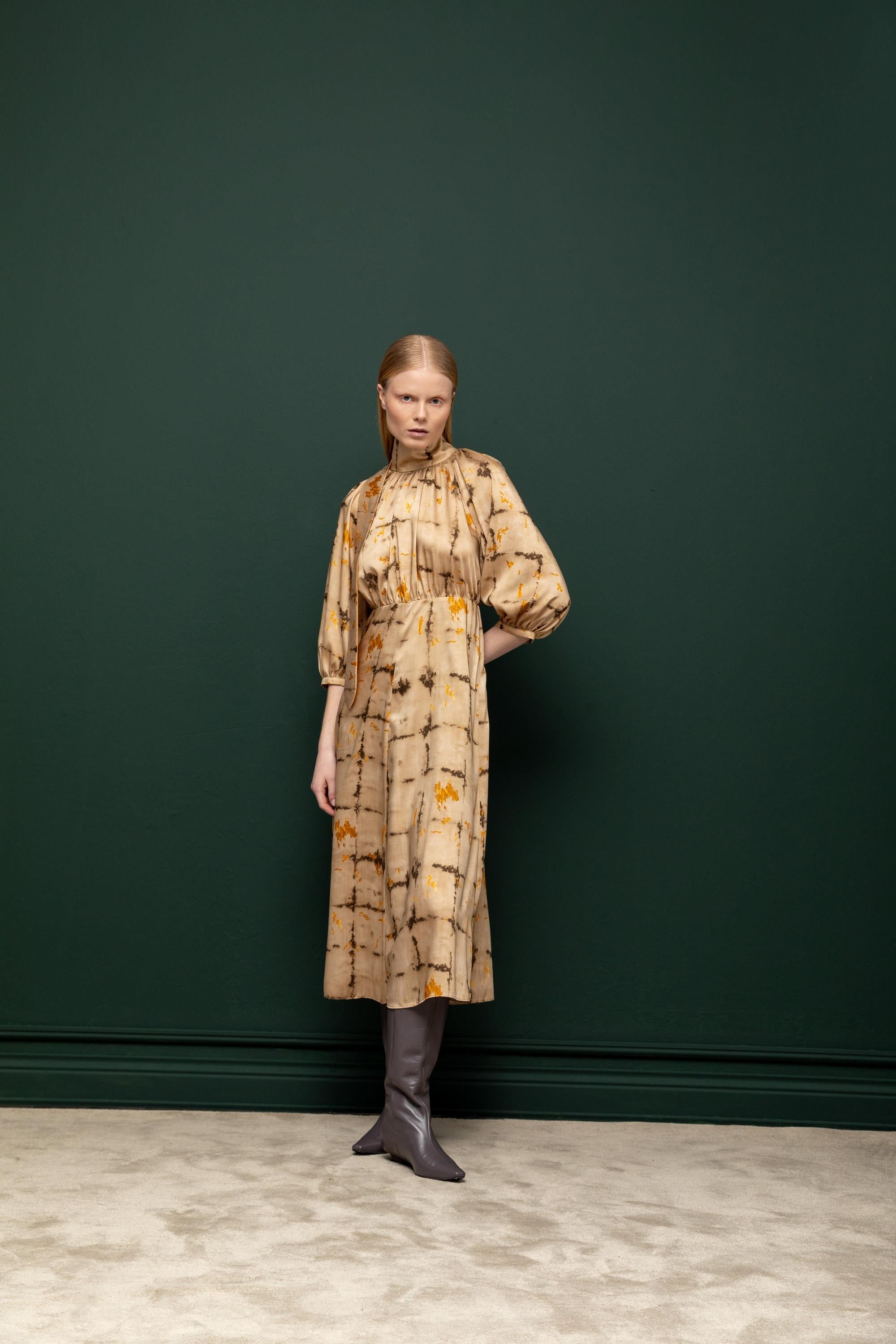 DESENLİ UZUN GÖMLEK ELBİSE 26W40847