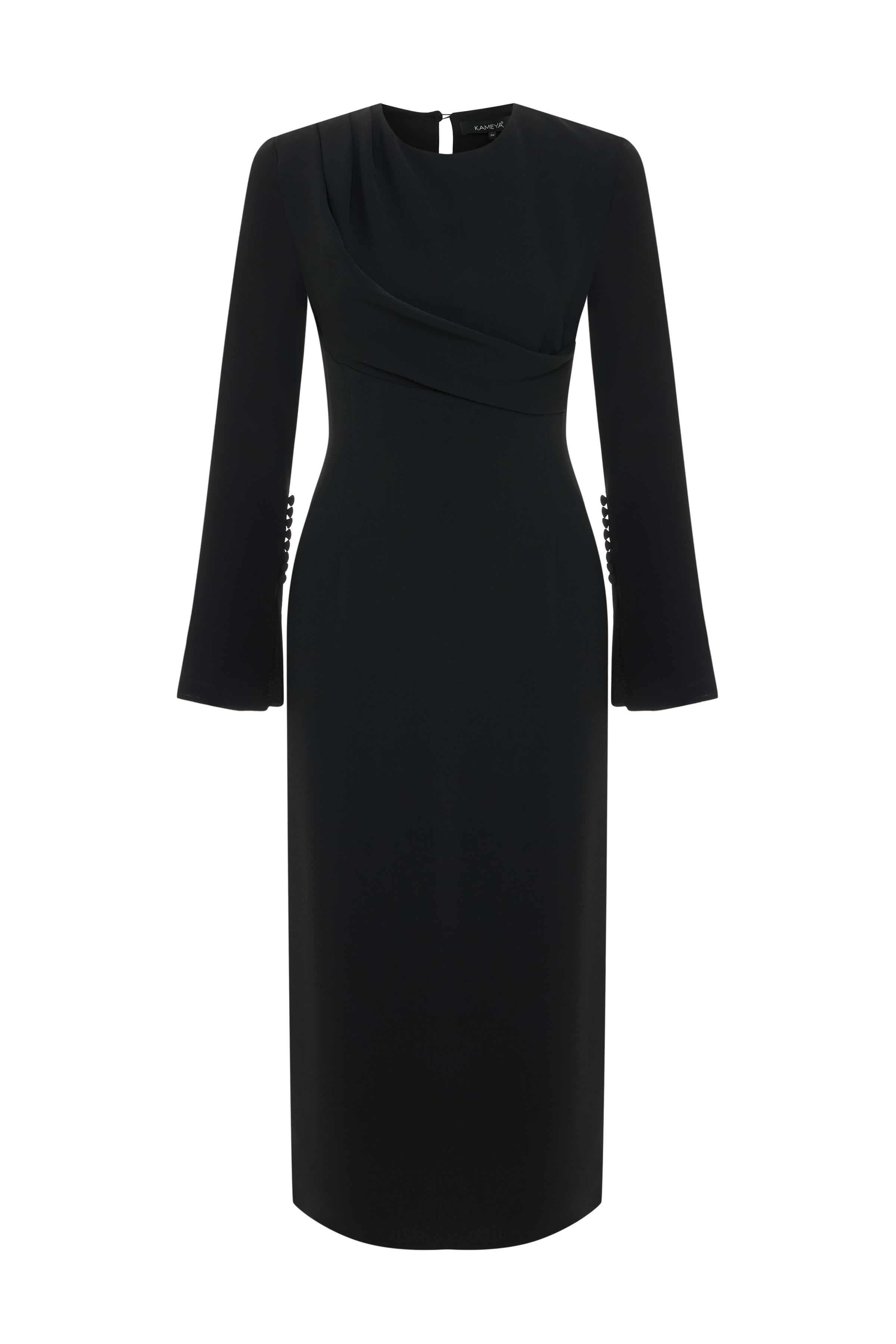 DRAPELİ MİDİ ELBİSE 26W40829