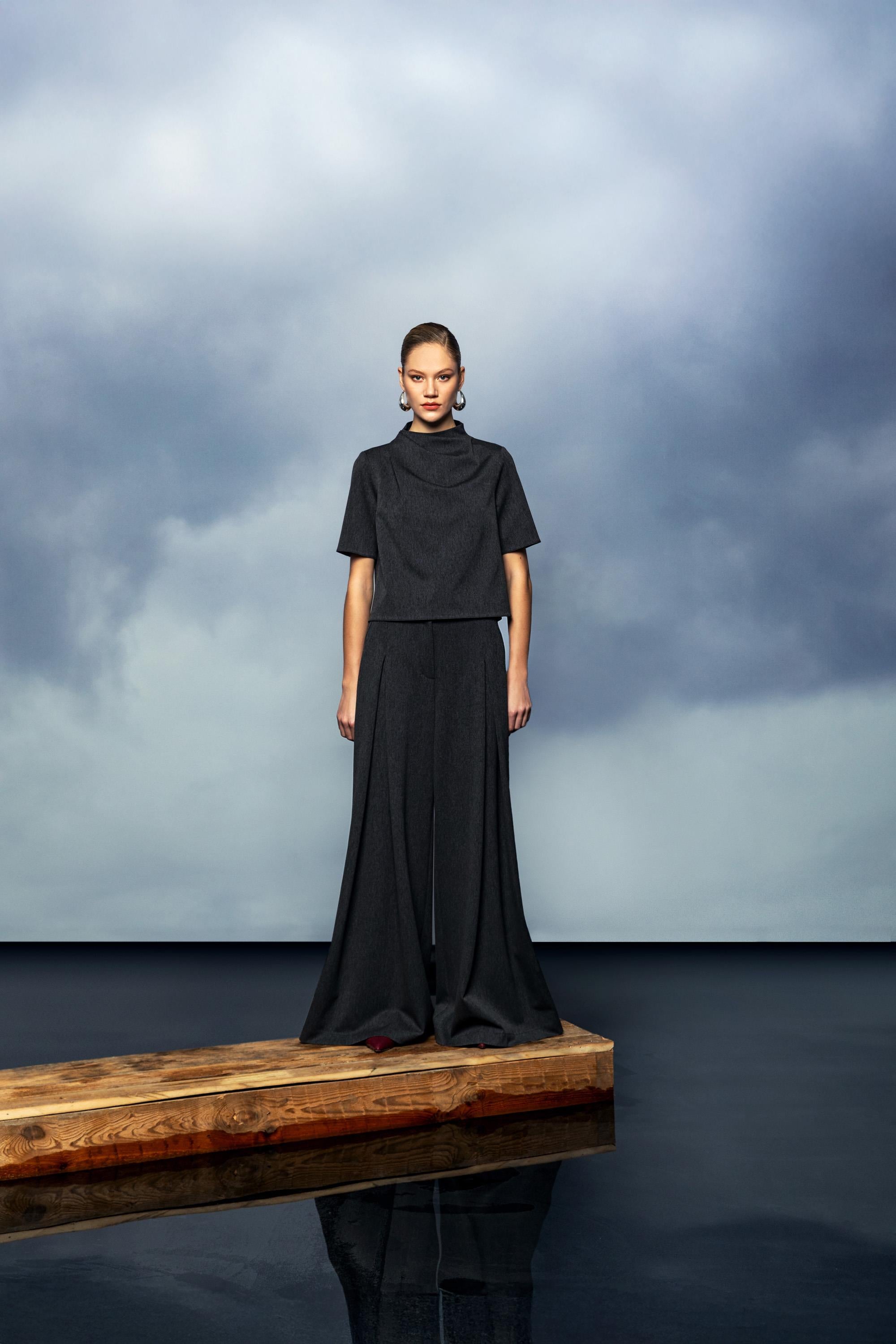 DRAPELİ YAKA BLUZ 26W10834