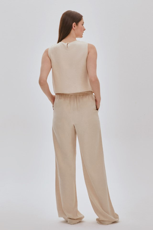 Düğme Detaylı Takım BEJ